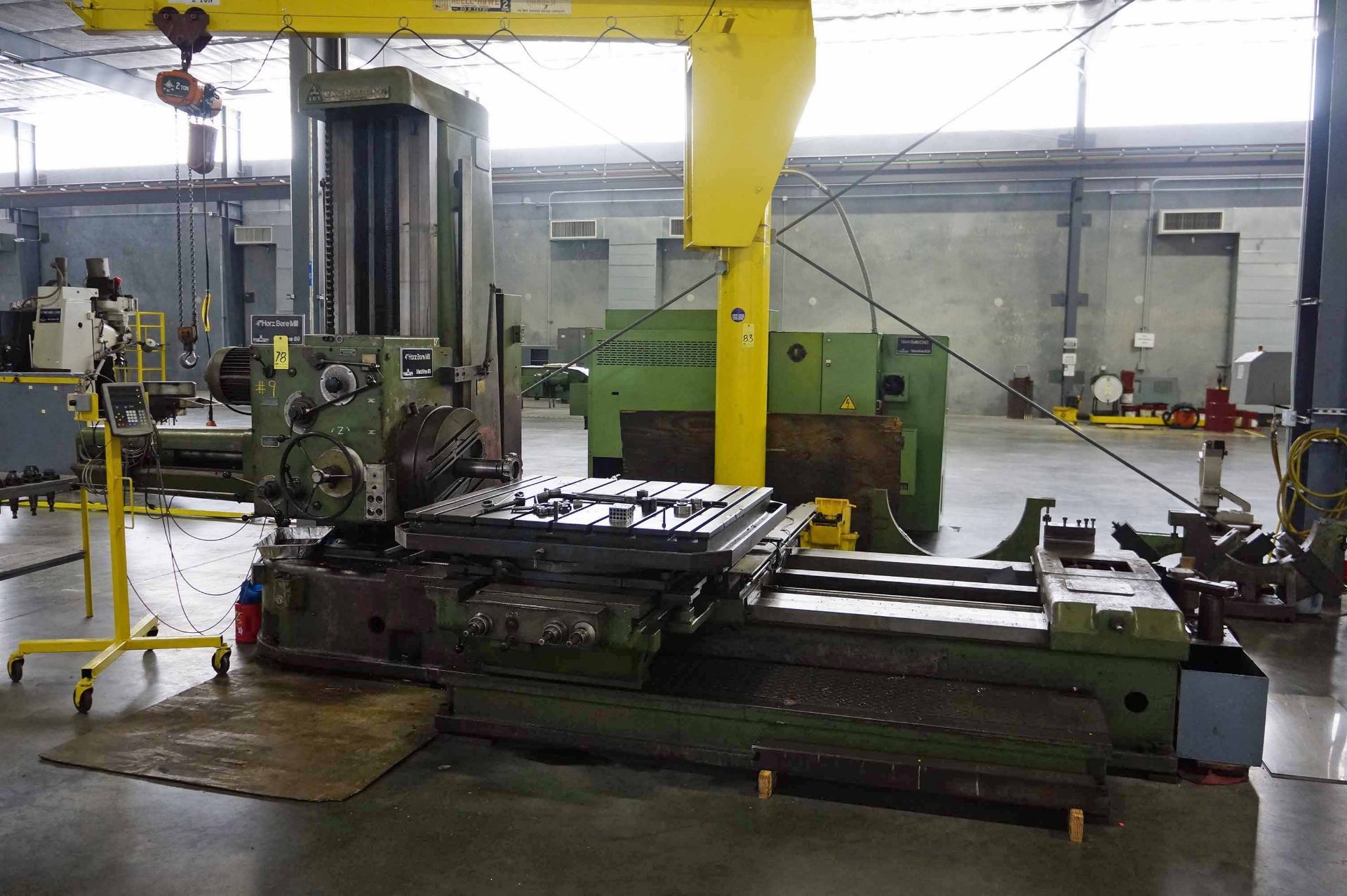 HORIZONTAL BORING MILL, TOS 4" MDL. W100, 39" X-axis travel, 48" Y-axis travel, 60" Z-axis travel,