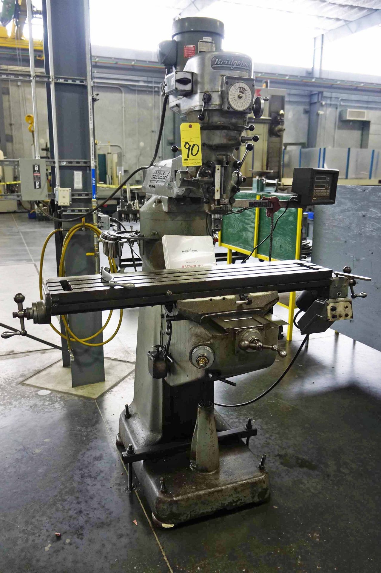 VERTICAL TURRET MILL, BRIDGEPORT, 9" x 48" table, 1-1/2 HP motor, spds: 60-4200 RPM, pwr. table