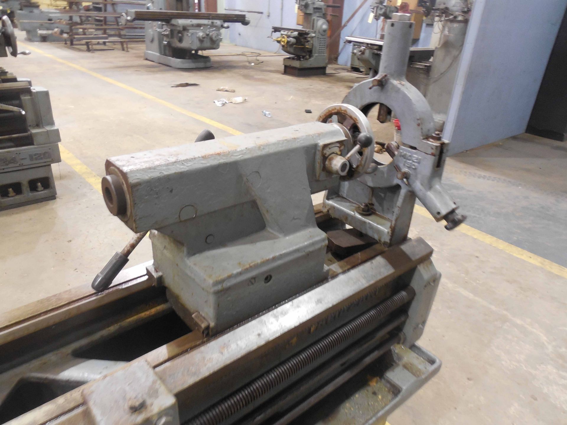 GAP BED ENGINE LATHE, MAZAK 20" X 120" H.D., 27" sw. in gap, 11" sw. over crosslide, 3.15" spdl. - Image 4 of 5