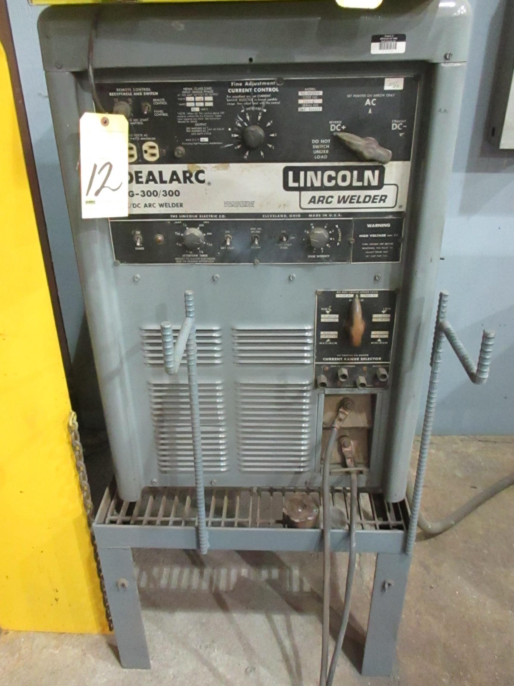 Lot 12 - TIG WELDER, LINCOLN MDL. IDEALARC TIG-300/300,