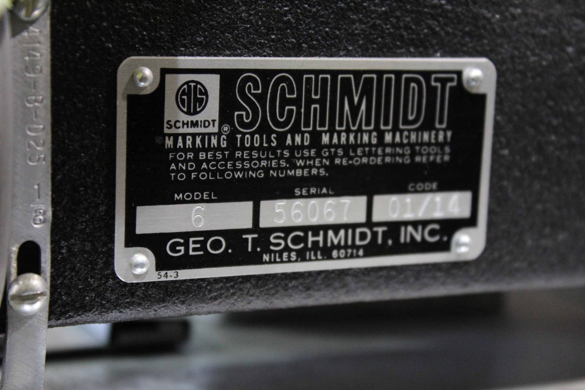 NAMEPLATE MARKING MACHINE, SCHMIDT MDL. 6 - Image 2 of 2