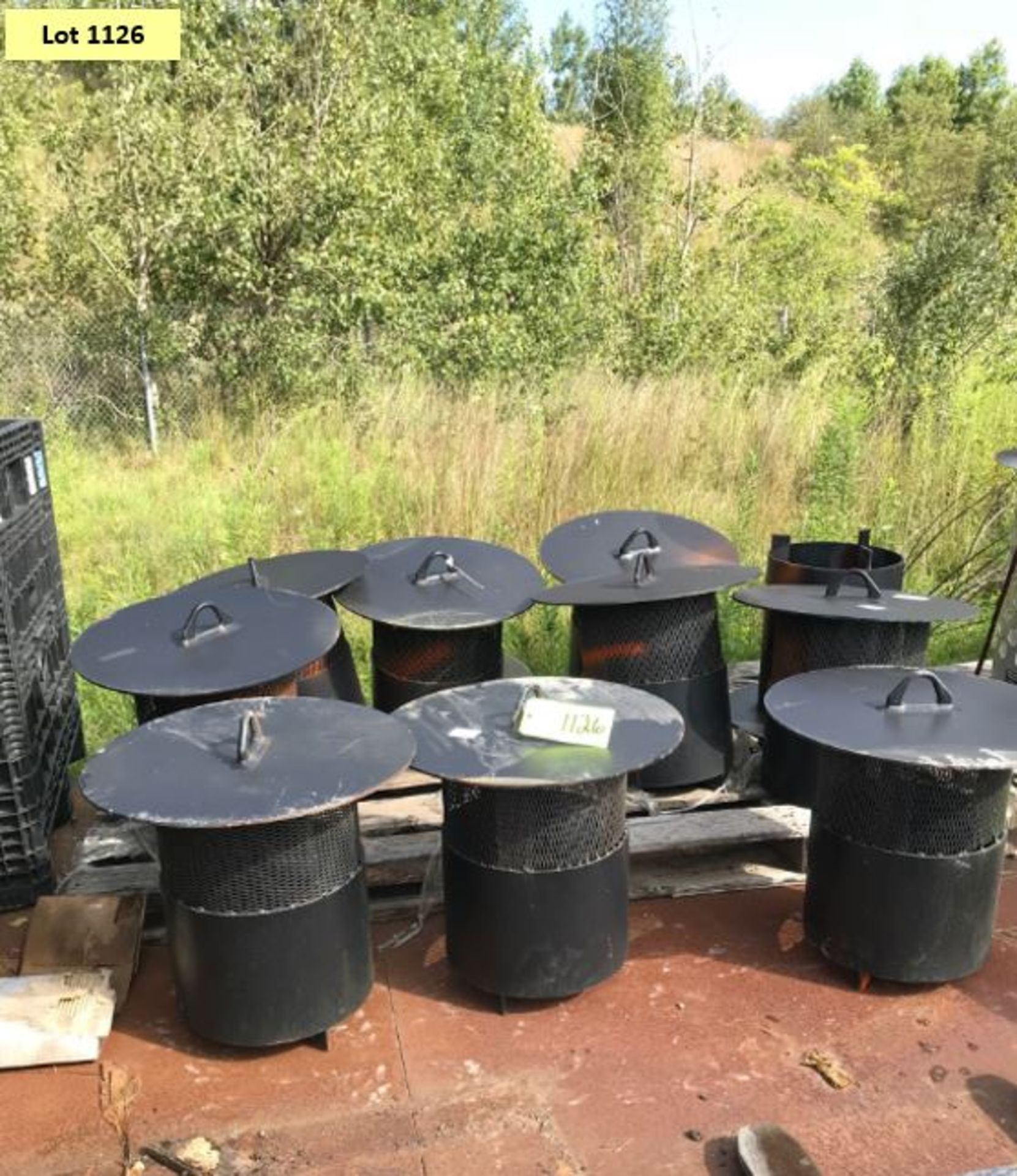 LOT CONSISTING OF: RAIN CAP (APPROX. 10), FOR 16" STACK, CARBON STEEL,FORUM,DWG# MNC-16RC (LOADING
