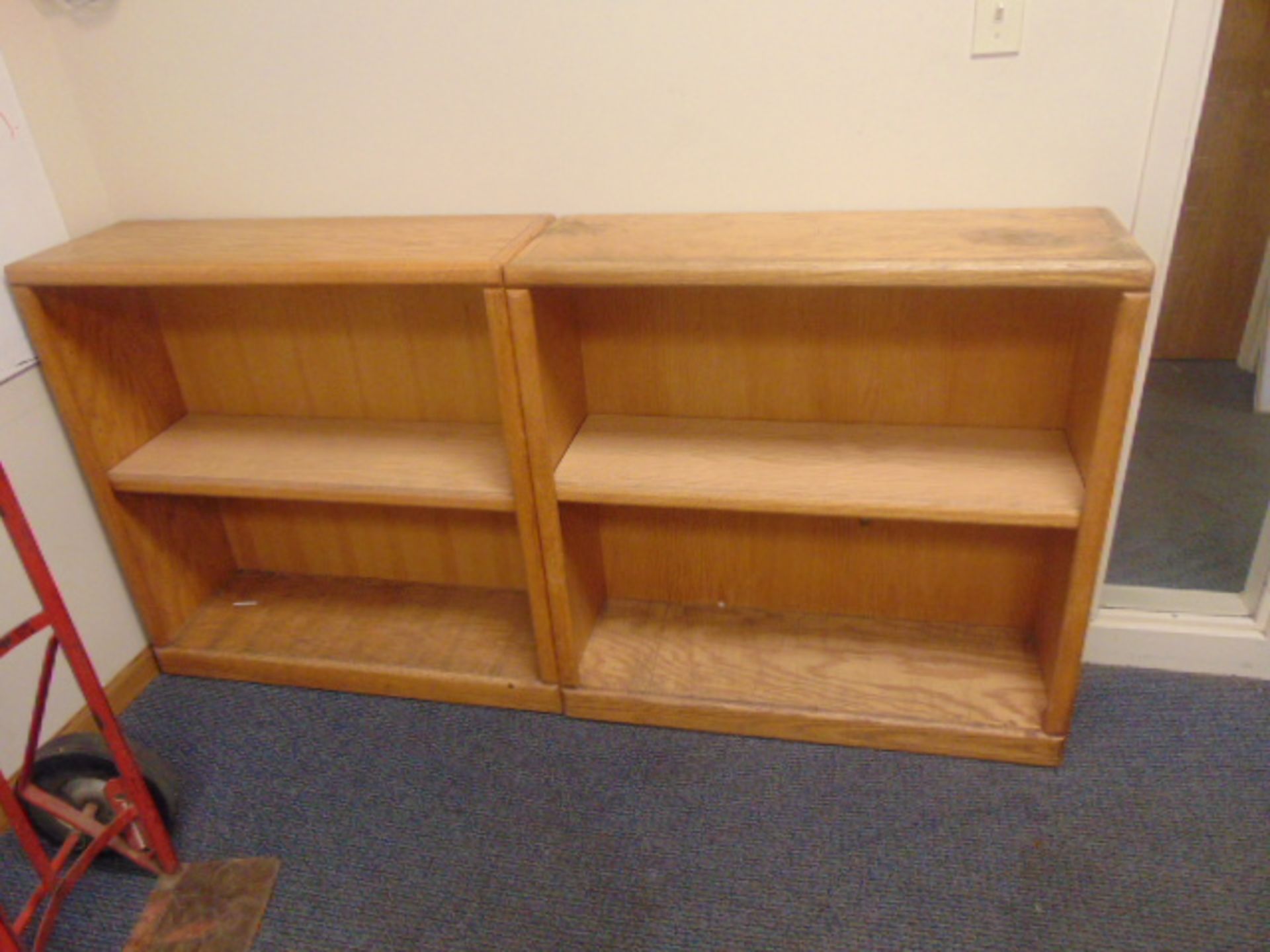 LOT CONSISTING OF DESK, (2) BOOK CASES & TABLE