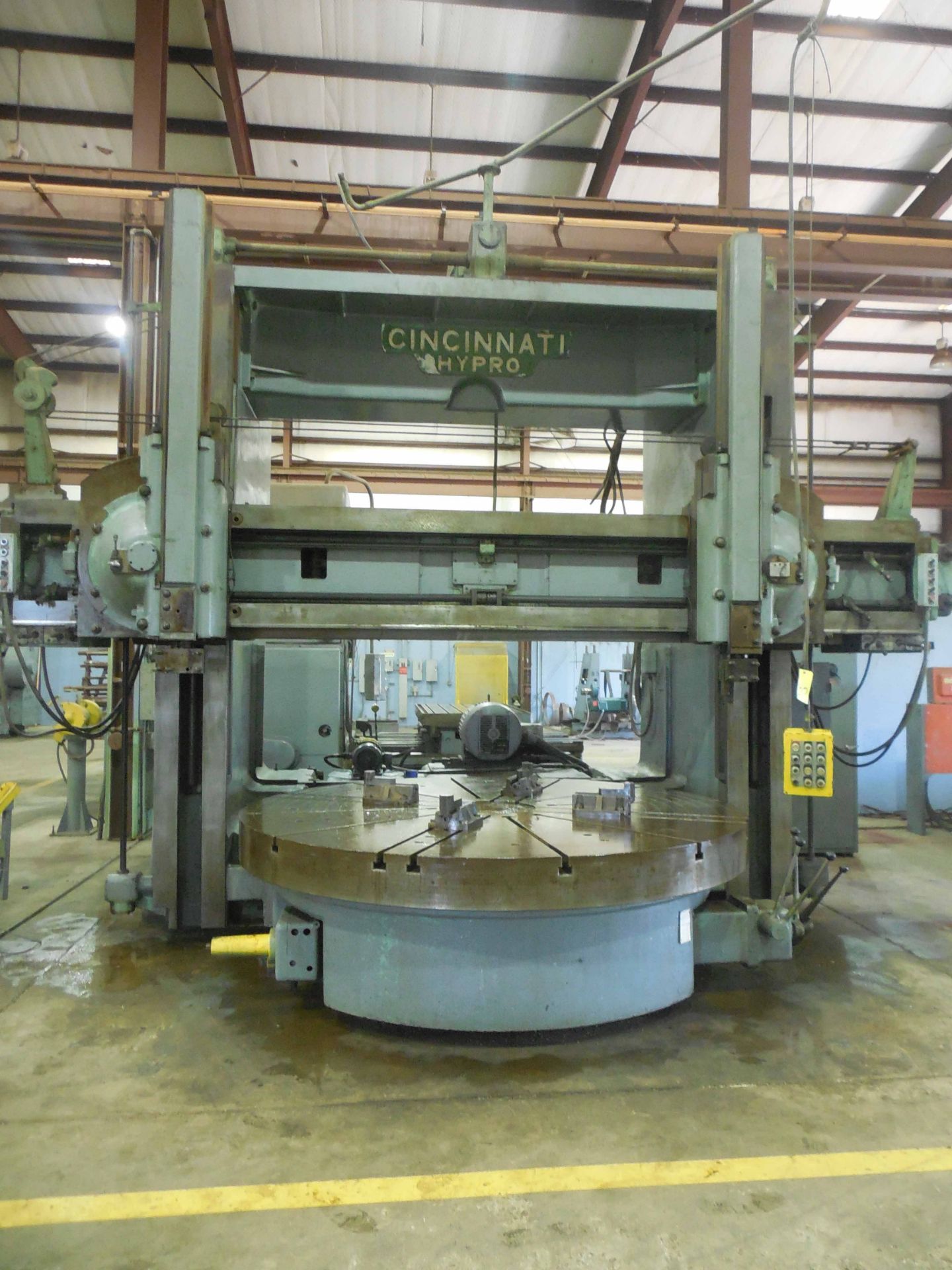 CINCINNATI 120" "HYPRO" DOUBLE COLUMN VERTICAL BORING MILL, 108-1/2" tbl., approx. 128" sw. to