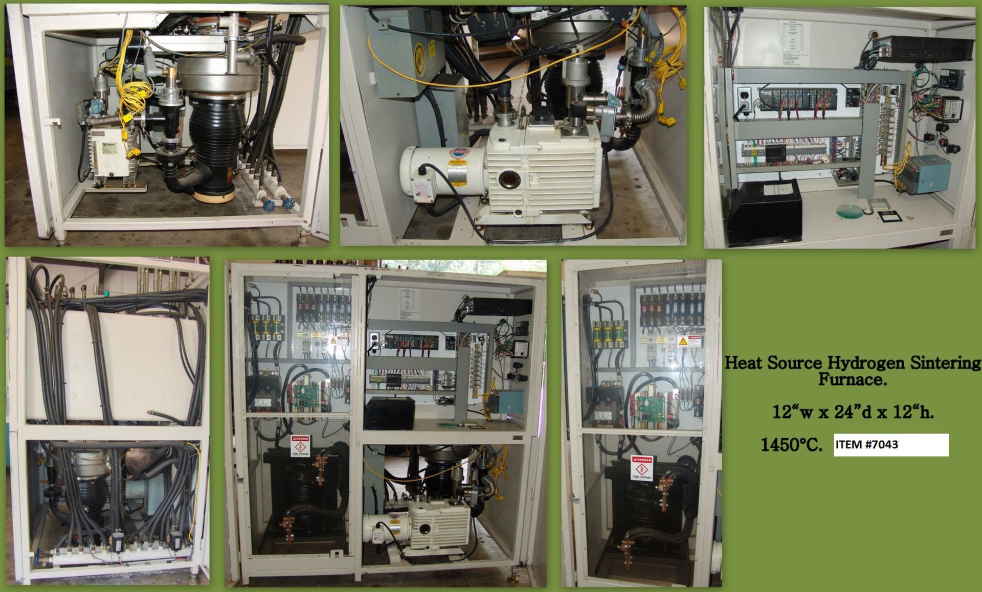 VACUUM HEAT TREAT FURNACE, HEAT SOURCE, 12" W x 12" H. x 24" L, 2,650 deg. F. max temp., dual - Image 7 of 7