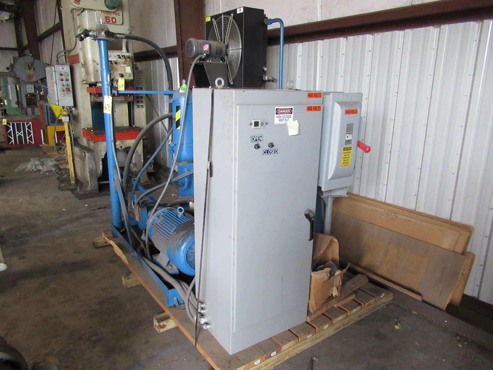 HYDRAULIC UNIT, 50 HP motor, large cap. hyd. tank, cooling fan, regulator, control unit, 460 v. ( - Image 4 of 4