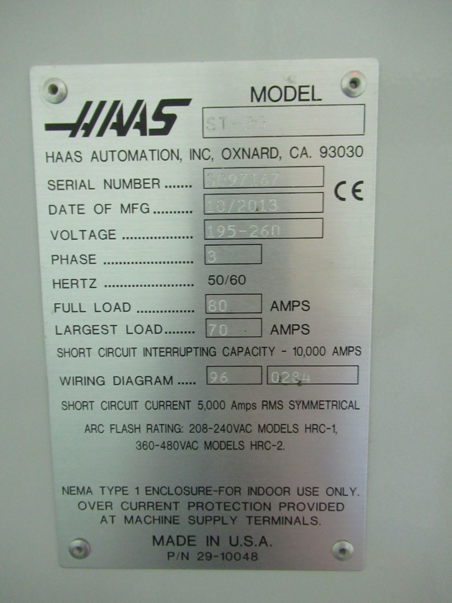 CNC LATHE, HAAS MDL. ST-30, new 2013, Haas CNC control, 31.75" max. swing, 21" max. cutting dia., - Image 6 of 9