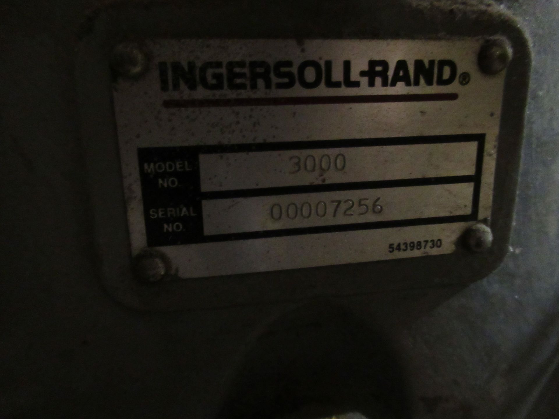 RECIPROCATING AIR COMPRESSOR, INGERSOLL RAND MDL. T30, 10 HP motor, S/N 00007256 (Location C: - Image 2 of 2