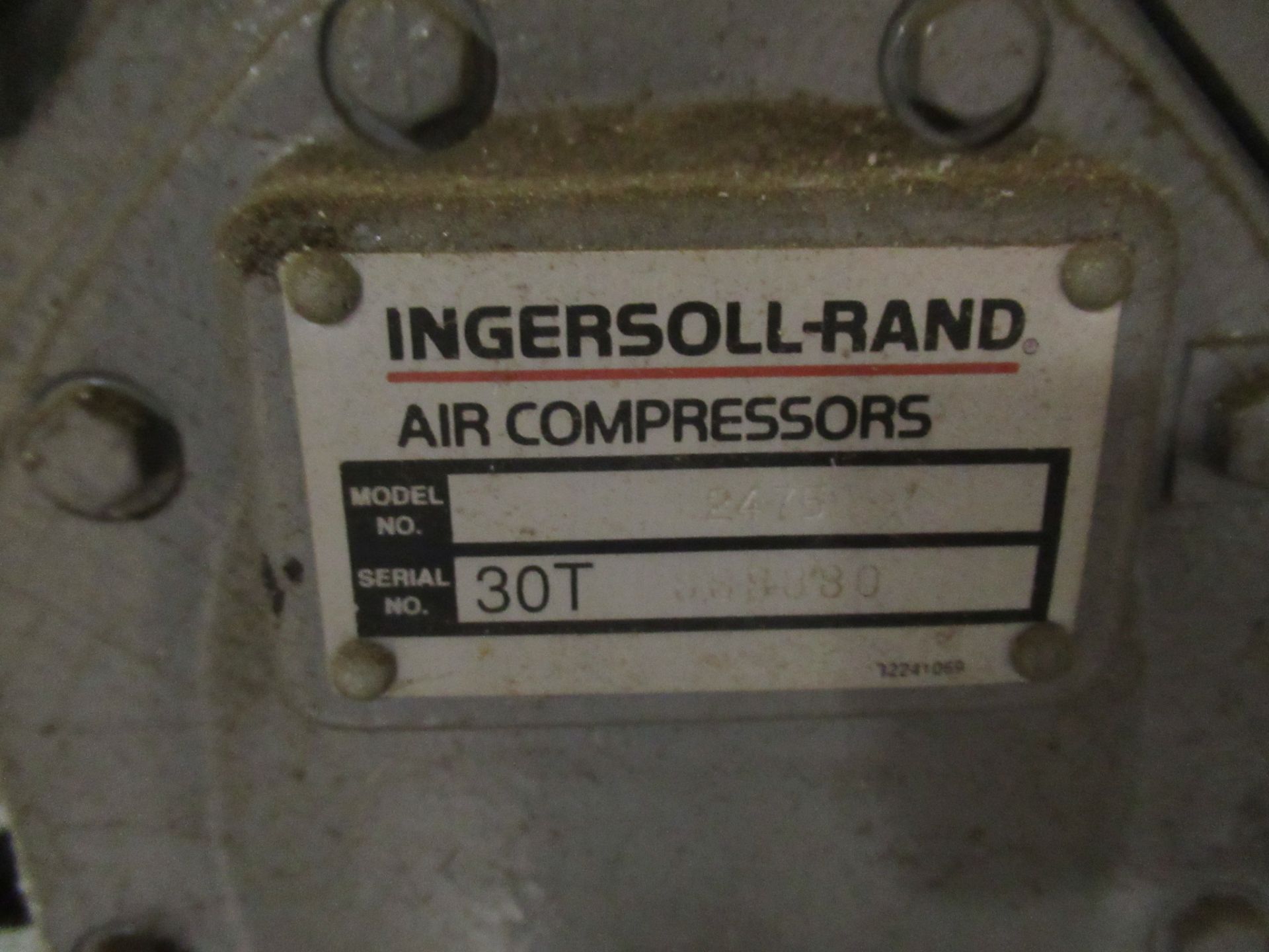 RECIPROCATING AIR COMPRESSOR, INGERSOLL RAND T30 MDL. 2475, S/N 8888880 (Location C: Moore - Image 2 of 2