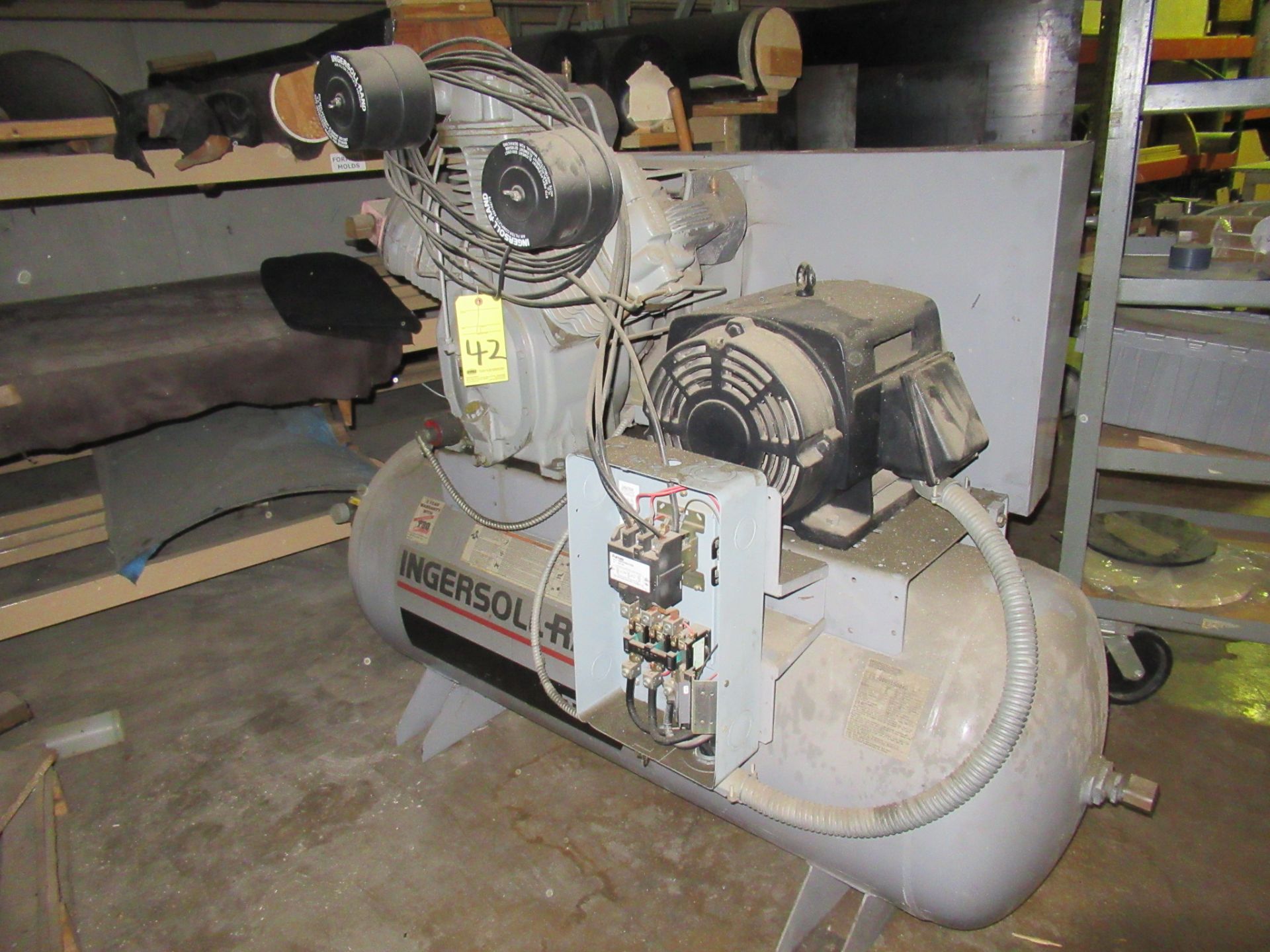 RECIPROCATING AIR COMPRESSOR, INGERSOLL RAND MDL. T30, 10 HP motor, S/N 00007256 (Location C: