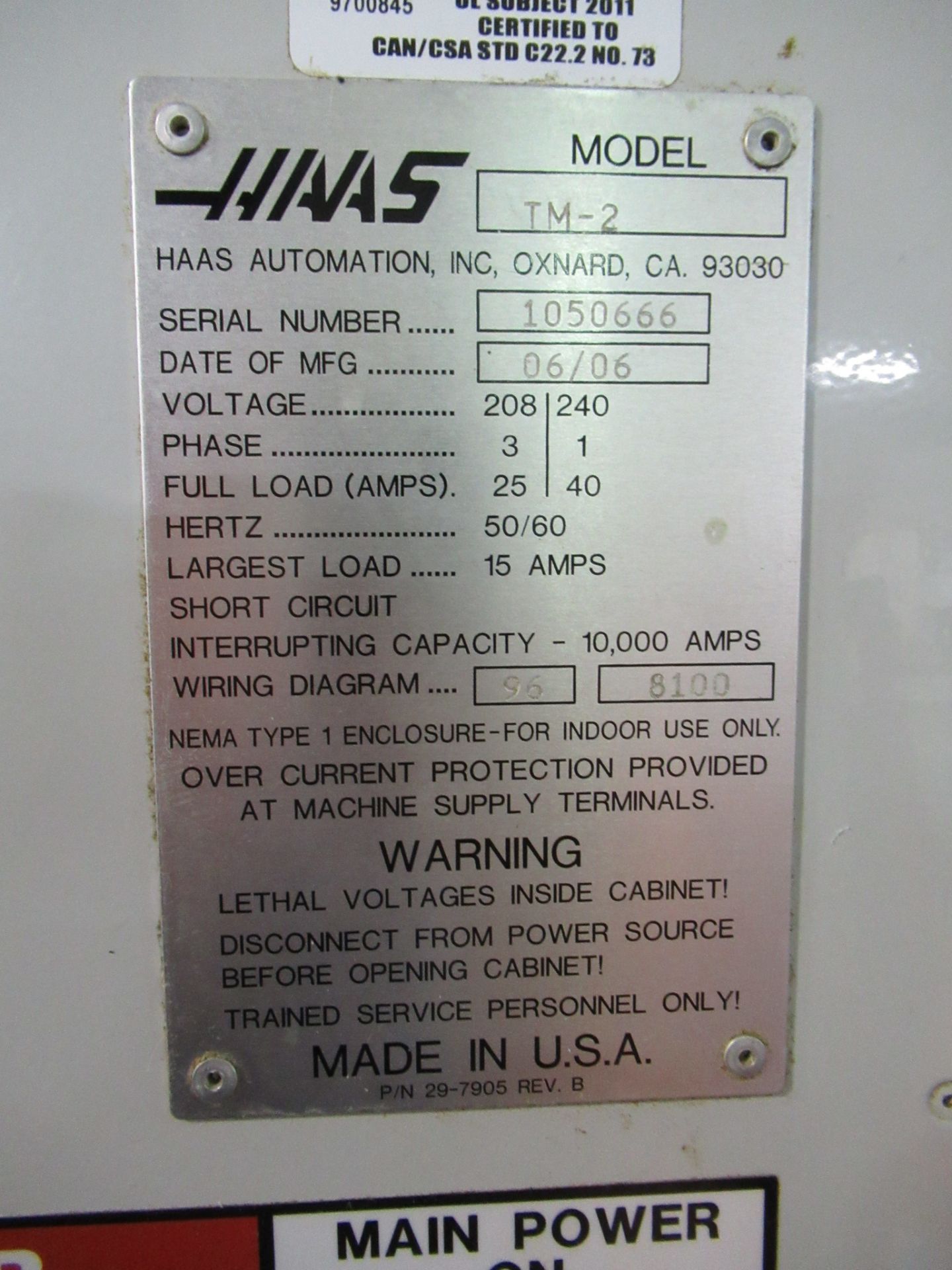 CNC TOOLROOM LATHE, HAAS MDL. TM2, new 2006, Haas CNC control, 57.75" x 10.75" table, 40" X-axis - Image 4 of 4