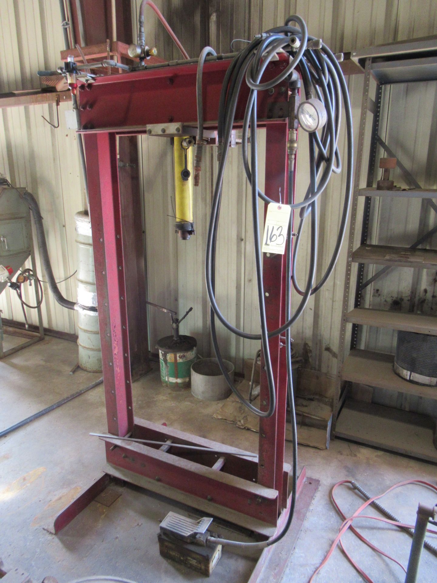 H-FRAME PRESS, w/Enerpac 15 T. foot operated pneu. power pack (Location F: All Fab Welding, Inc.,