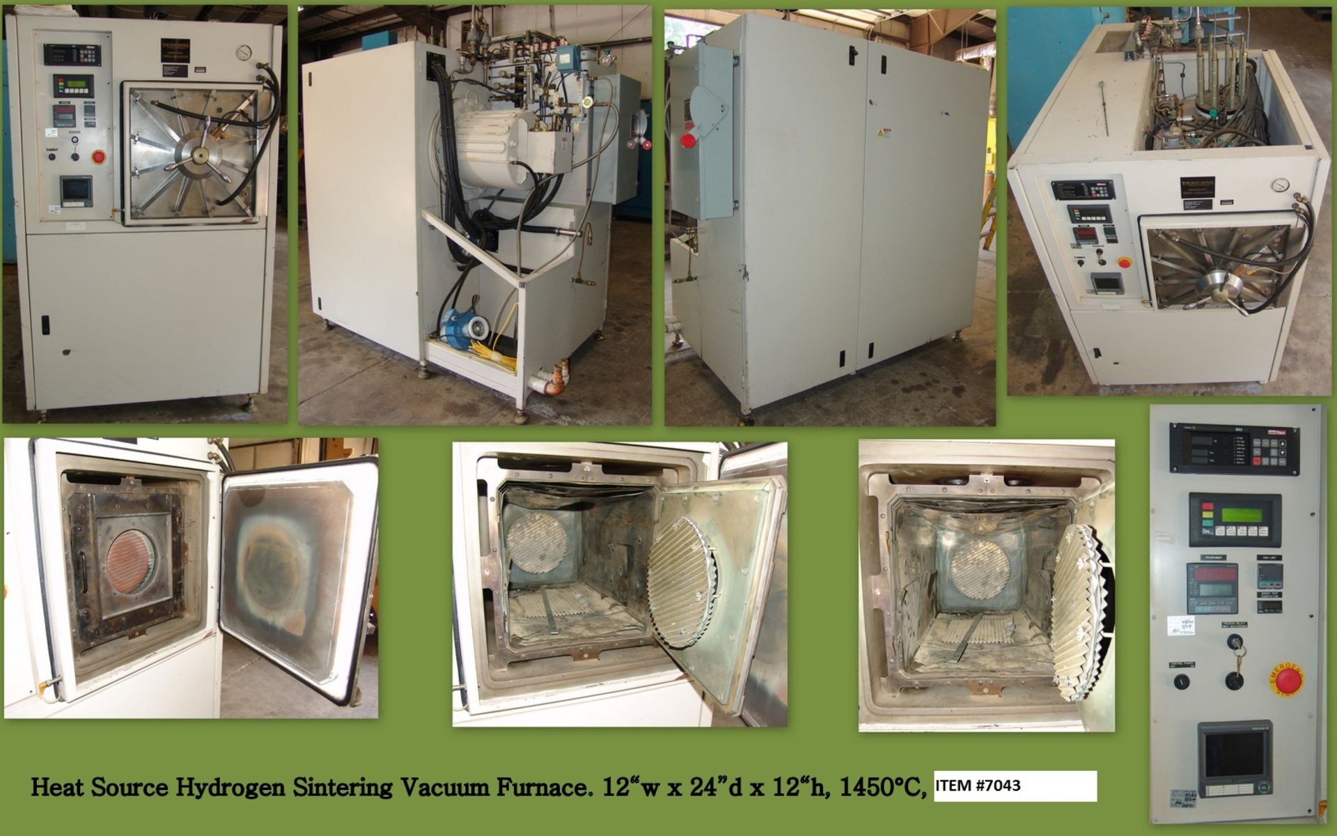 VACUUM HEAT TREAT FURNACE, HEAT SOURCE, 12" W x 12" H. x 24" L, 2,650 deg. F. max temp., dual - Image 6 of 7