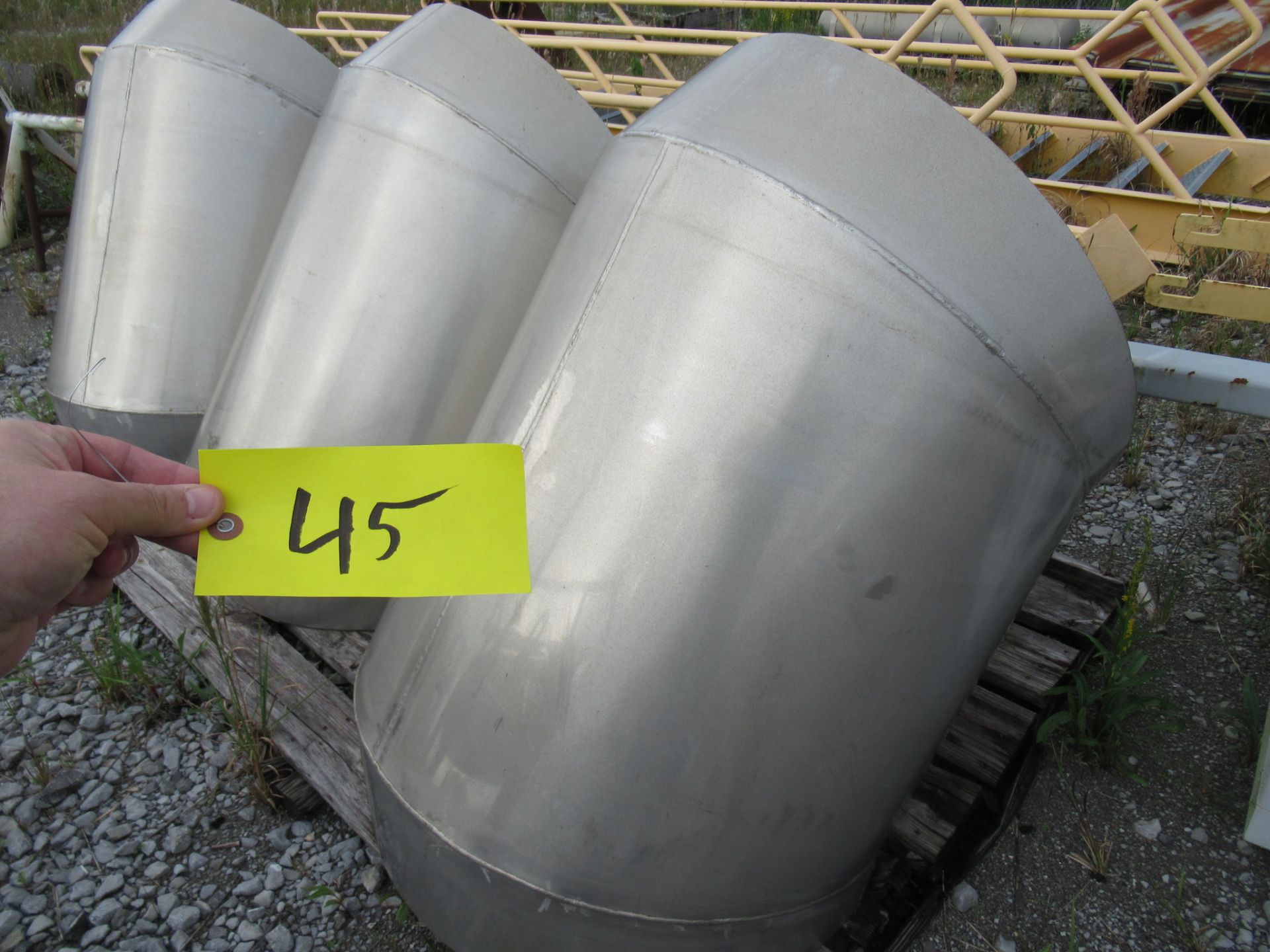 LOT CONSISTING OF: (3) stainless steel exhaust elbows, (1) stainless steel transition piece, H.D. - Image 3 of 5