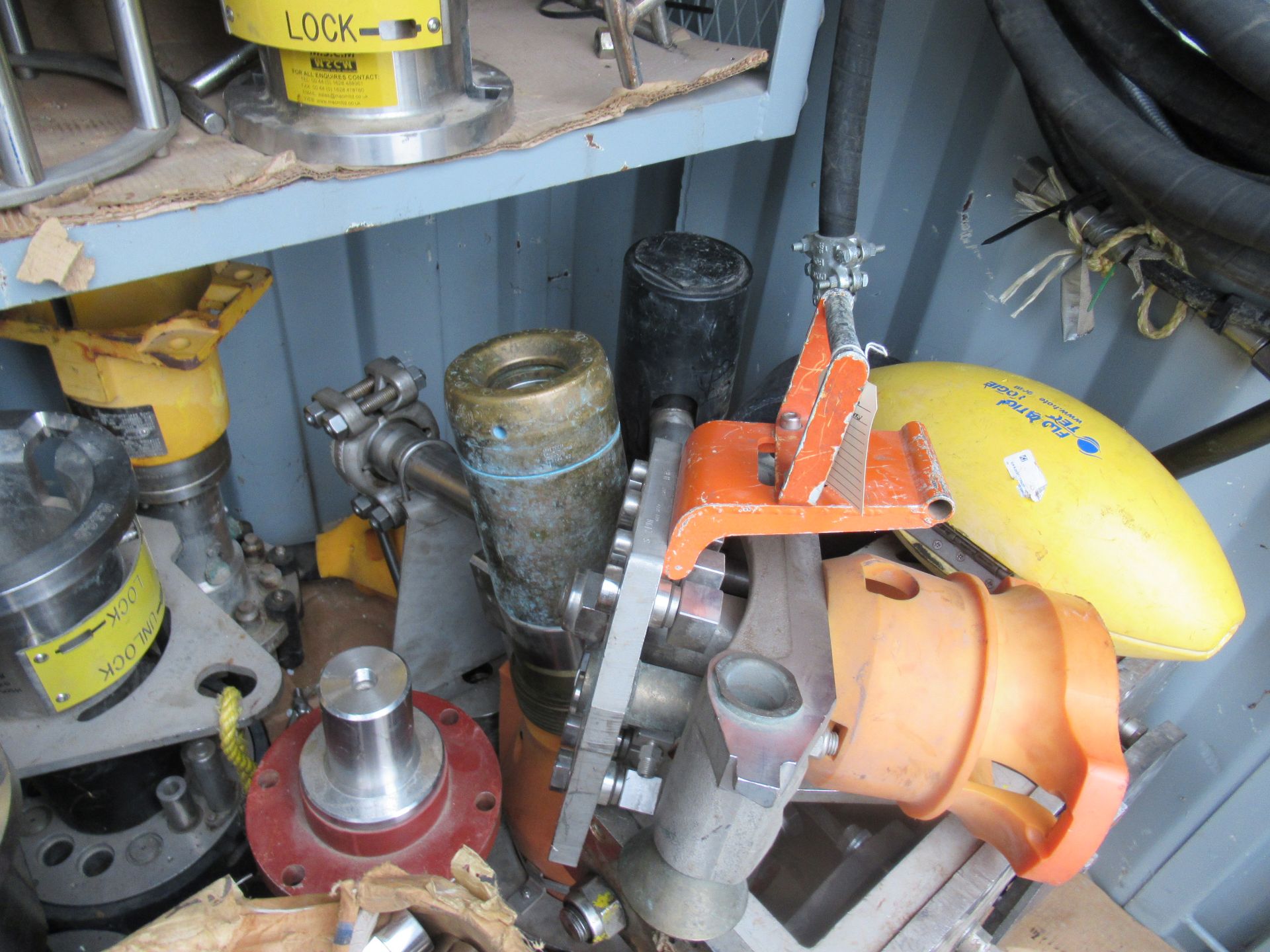 LOT CONSISTING OF 8’ X 4’ SEA CONTAINER AND CONTENTS, including subsea connectors and umbilical - Image 13 of 14
