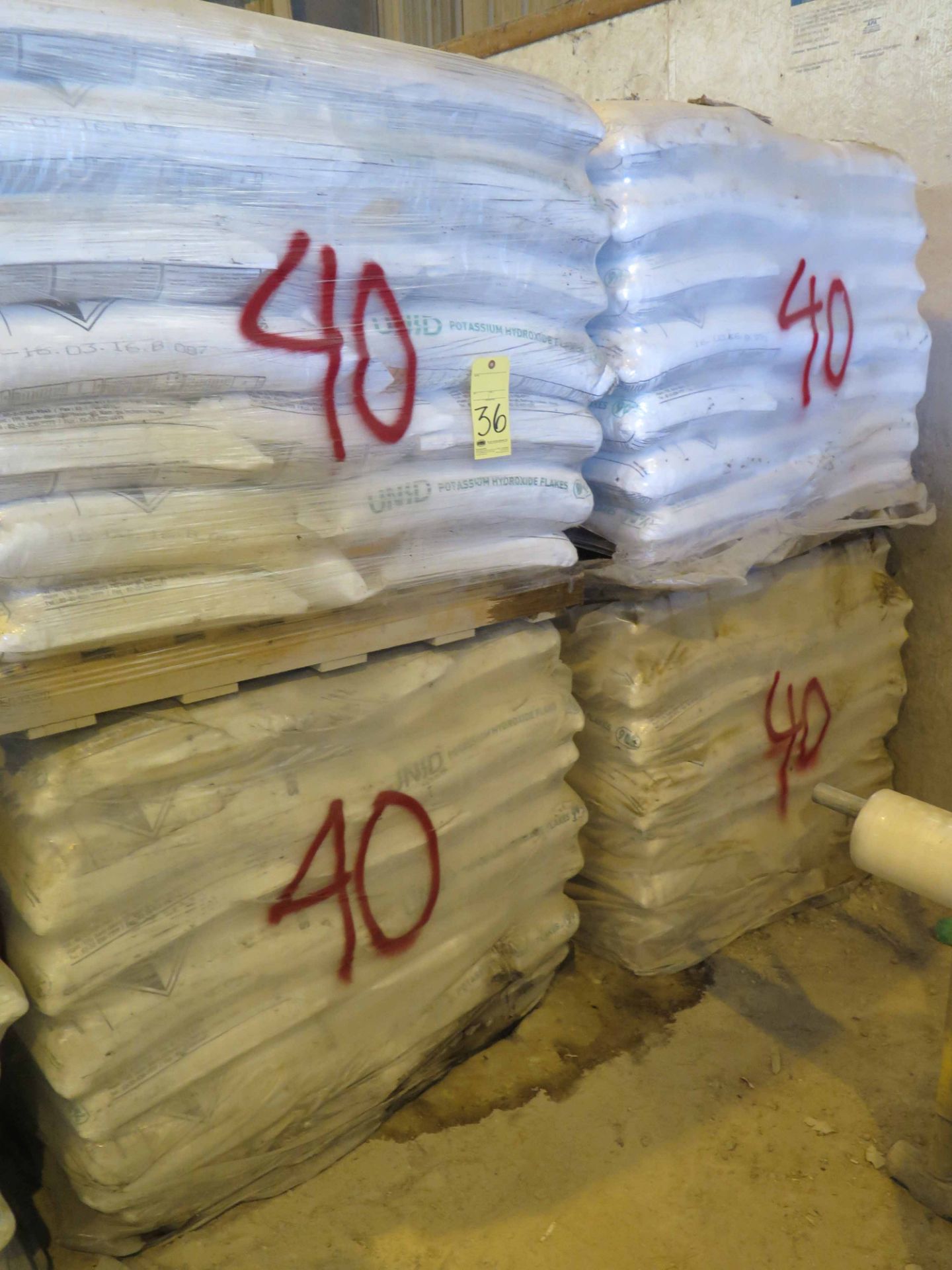 LOT OF POTASSIUM HYDROXIDE FLAKES (approx. 221 bags) (Location #1: 374 Walter White Road, Trinity,