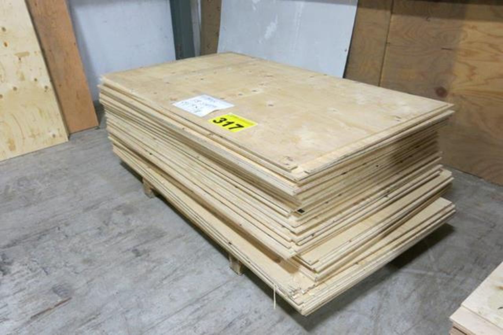 LOT OF 58 SHEETS (APPROX.) OF 44" X 75" X 3/8", PLYWOOD