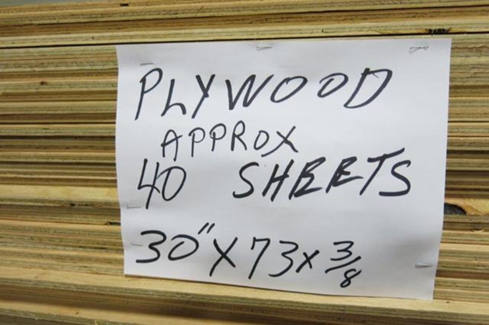 LOT OF 40 SHEETS (APPROX.) OF 30" X 73" X 3/8", PLYWOOD - Image 2 of 2