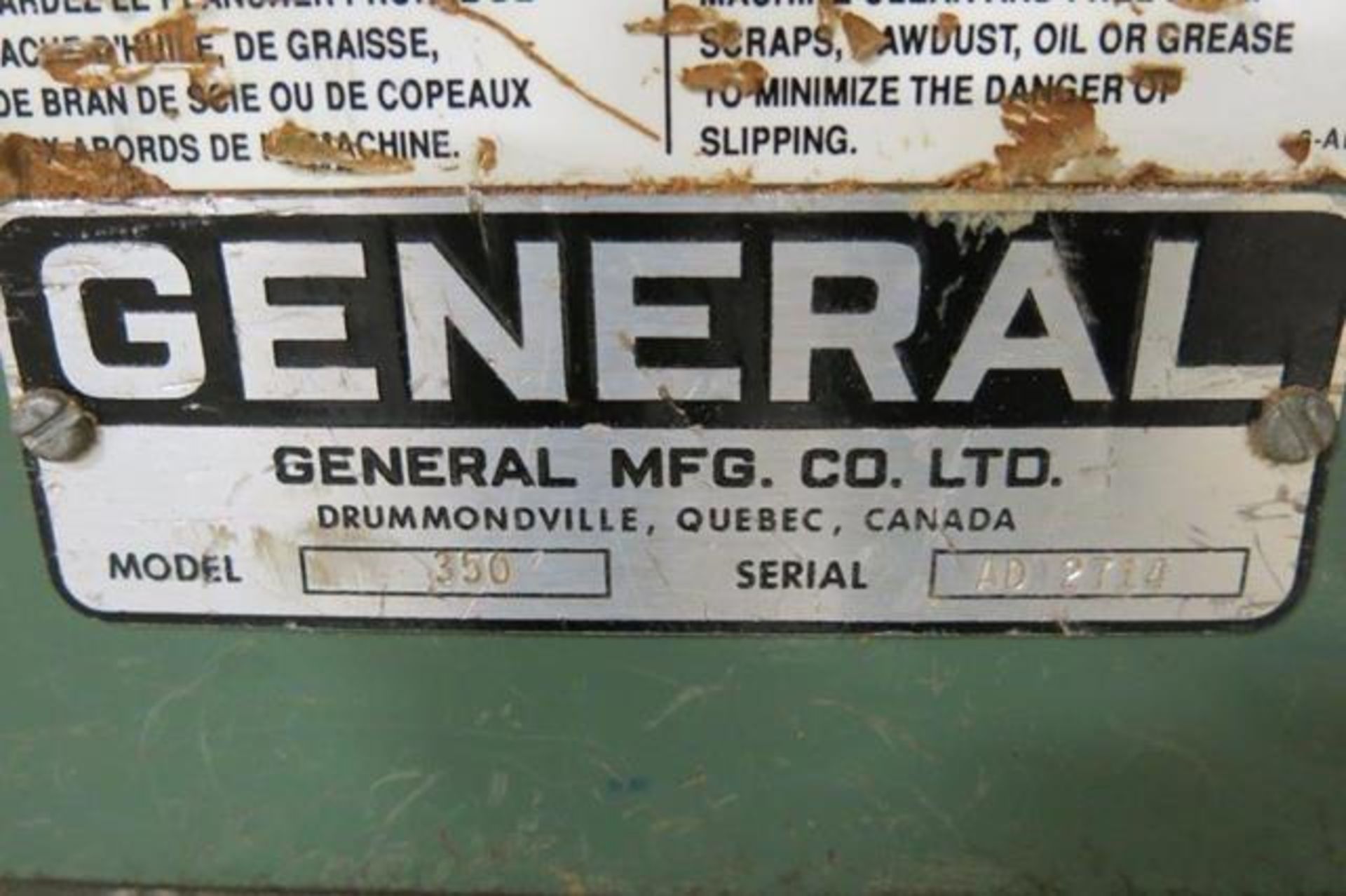 GENERAL, 350, TABLE SAW, S/N AD2714 WITH DUST COLLECTOR (RIGGING - $125) - Image 4 of 5