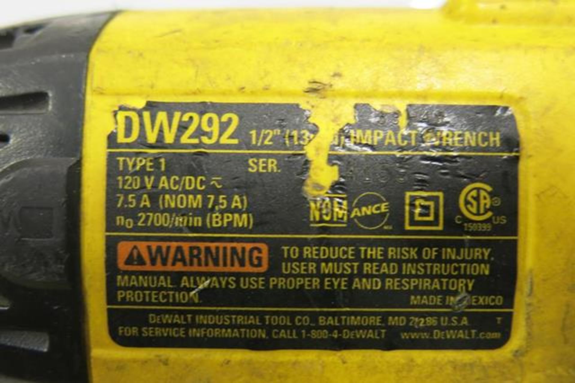 DEWALT, DW292, 1/2", IMPACT GUN - Image 2 of 2