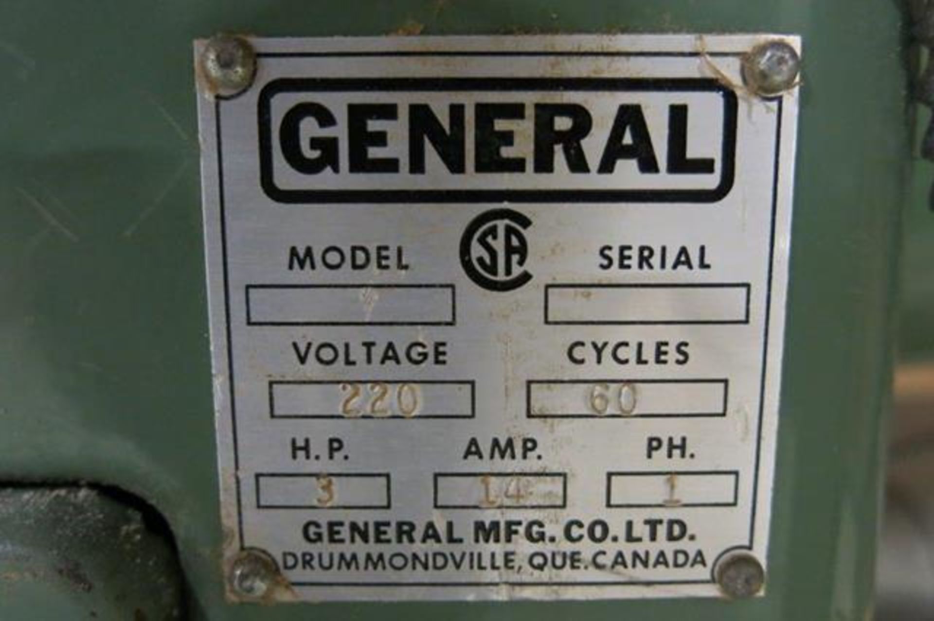 GENERAL, 350, TABLE SAW, S/N AD2714 WITH DUST COLLECTOR (RIGGING - $125) - Image 3 of 5