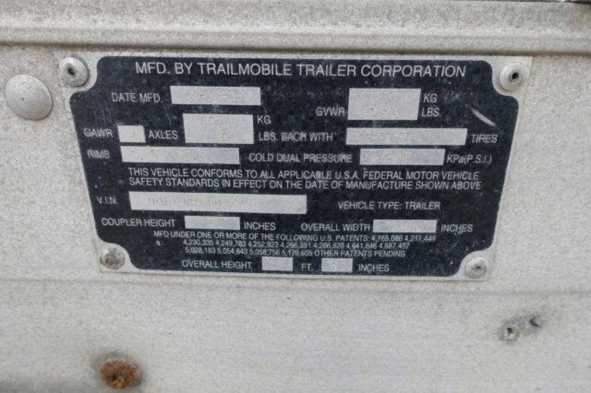 TRAILMOBILE, 53' REFRIGERATED VAN TRAILER, BARN DOORS, (NO REEFER) - Image 10 of 10