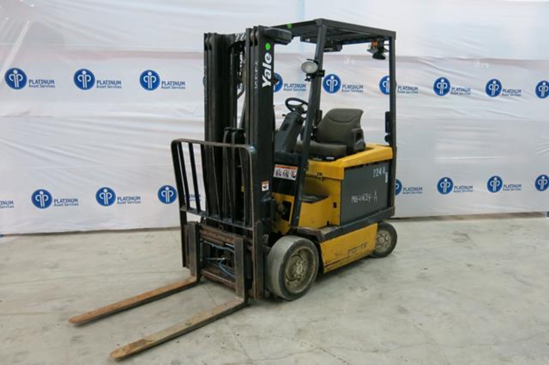 YALE, ERC050GHN48TE084, 5,000 LBS., 3 STAGE, 48V, BATTERY POWERED, FORKLIFT, SIDESHIFT, CHARGER,