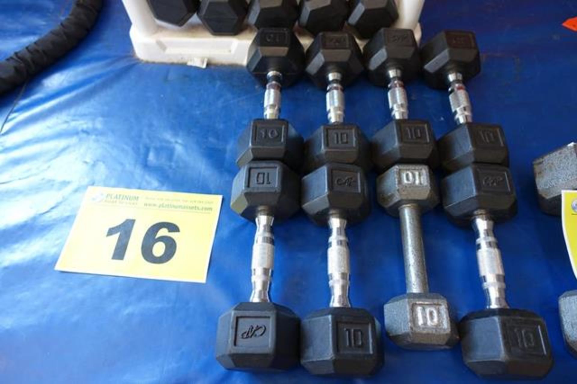 LOT OF (4) PAIRS OF 10 LBS DUMBBBELLS