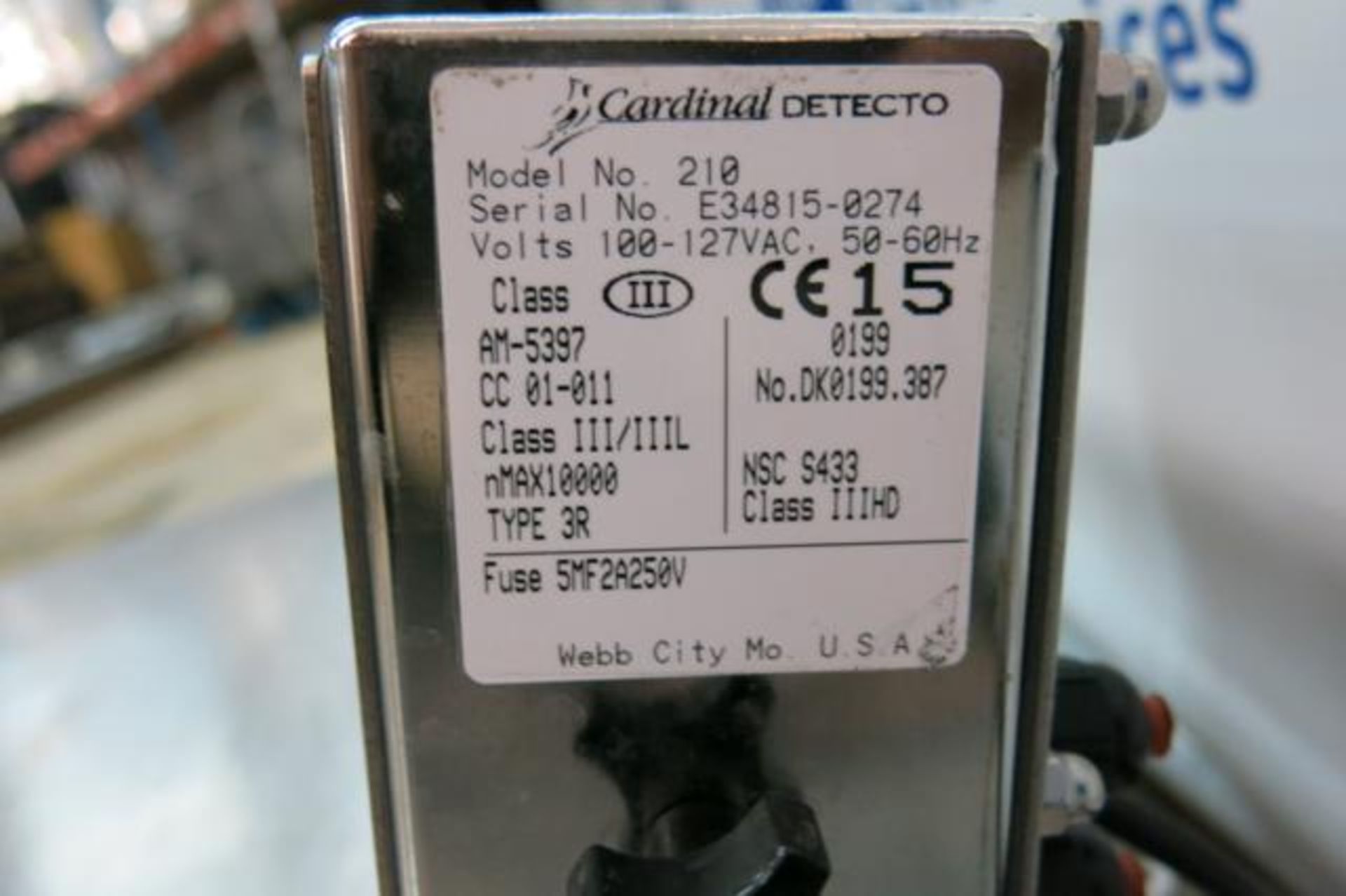 STAINLESS STEEL FLOOR SCALE WITH CARDINAL, STORM 205, DIGITAL WEIGHT INDICATOR, S/N E34815-0274 - Image 3 of 3