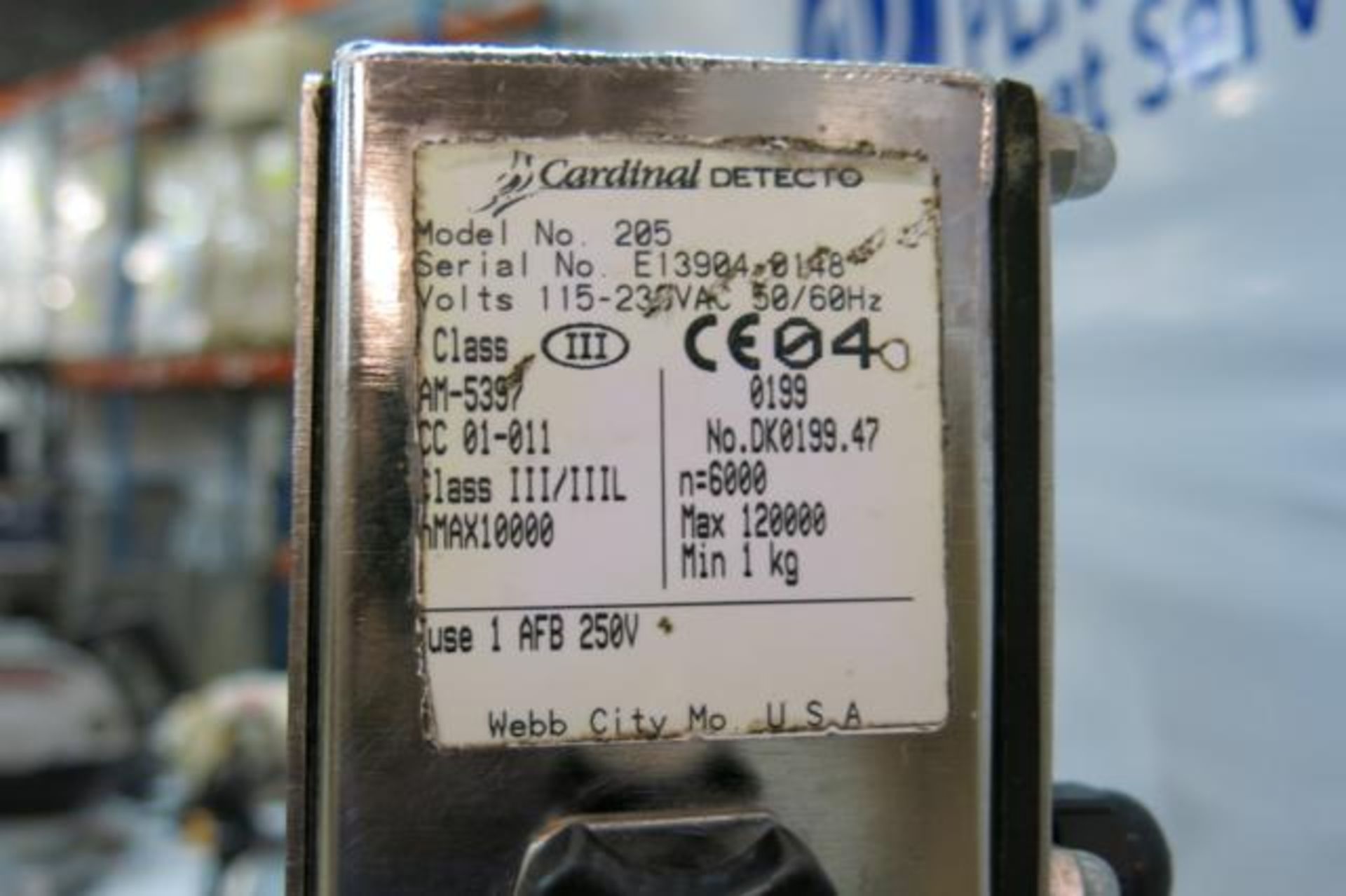 CARDINAL, STORM, 205, SCALE WITH DIGITAL INDICATOR, S/N E13904-0148 - Image 3 of 3