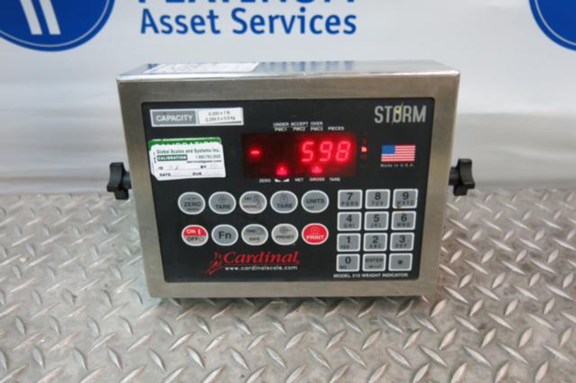 STAINLESS STEEL FLOOR SCALE WITH CARDINAL, STORM 205, DIGITAL WEIGHT INDICATOR, S/N E18213-0126 - Image 2 of 3