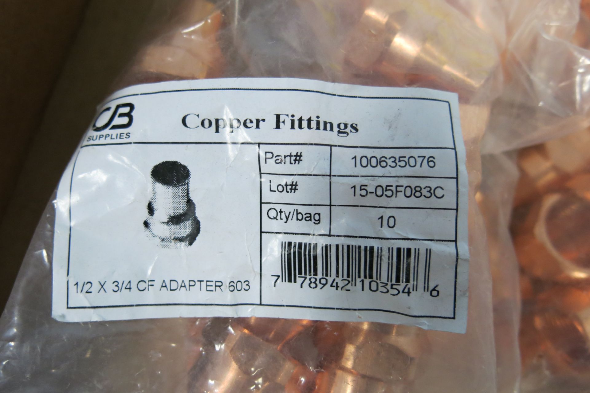 LOT OF CB SUPPLIES, 100635076, 1/2" X 3/4", COPPER FITTINGS - NEW (LOCATED IN MISSISSAUGA) - Image 2 of 2