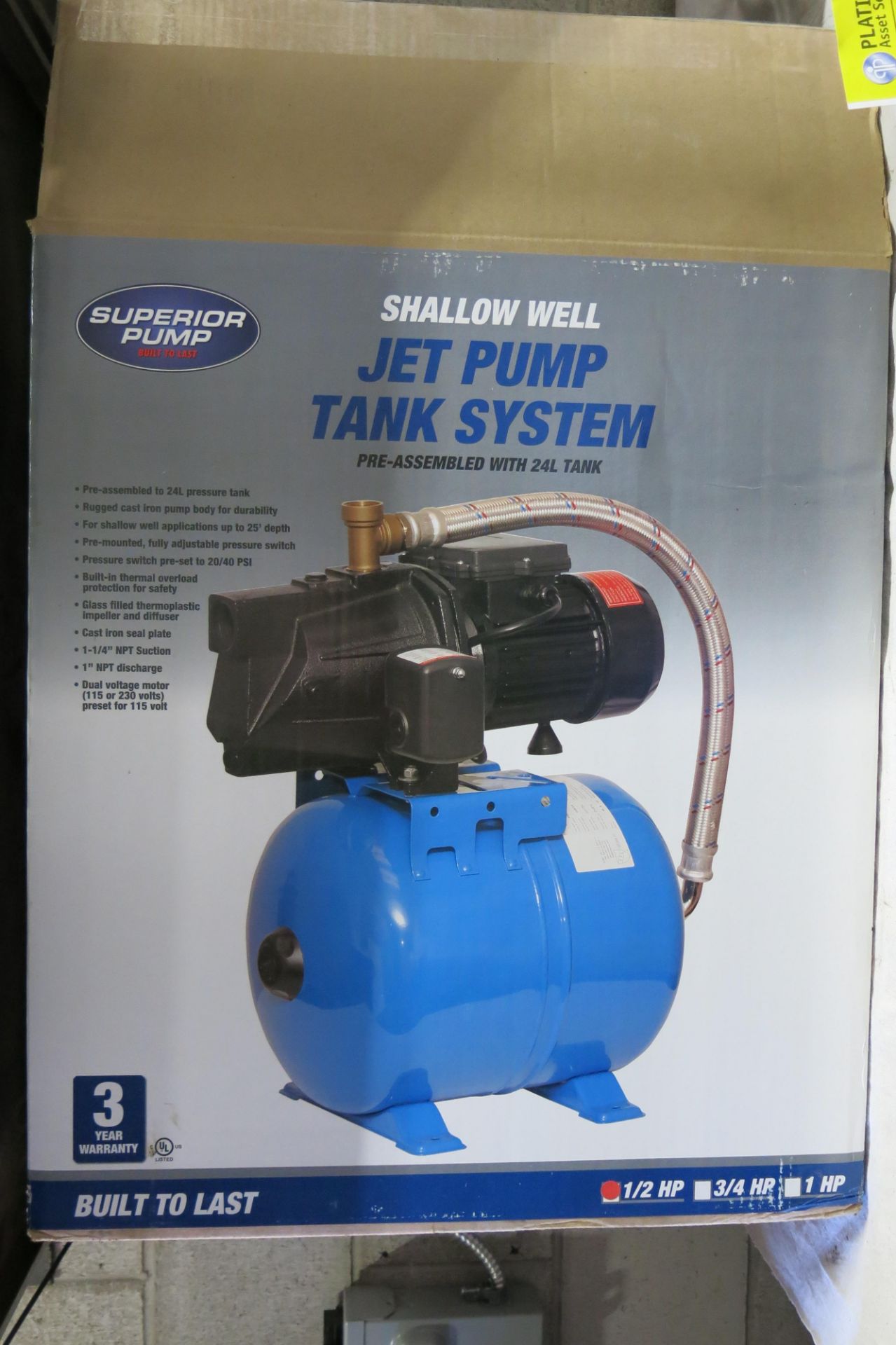 SUPERIOR PUMP, 24 LITRE, SHALLOW WELL JET PUMP TANK SYSTEM -NEW (LOCATED IN MISSISSAUGA) - Image 2 of 4