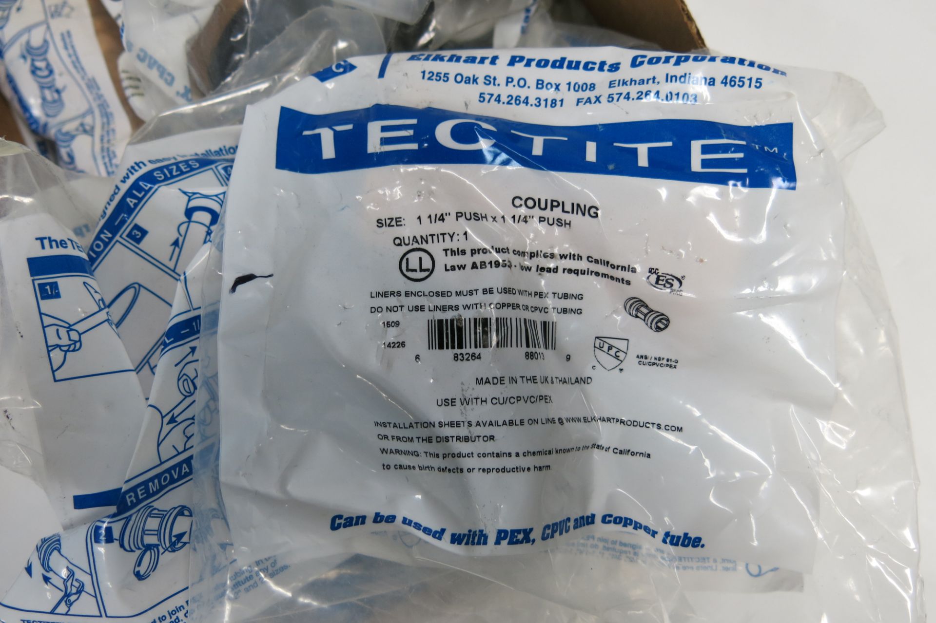 TECTITE, 1 1/4" X 1 1/4" PUSH COUPLINGS - NEW (LOCATED IN MISSISSAUGA) - Image 2 of 3