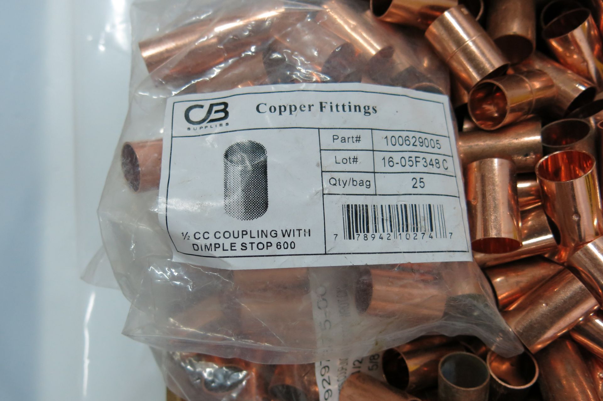 LOT OF CB SUPPLIES, 100629005, 1/2", COPPER COUPLINGS, NEW (LOCATED IN SCARBOROUGH) - Image 2 of 2