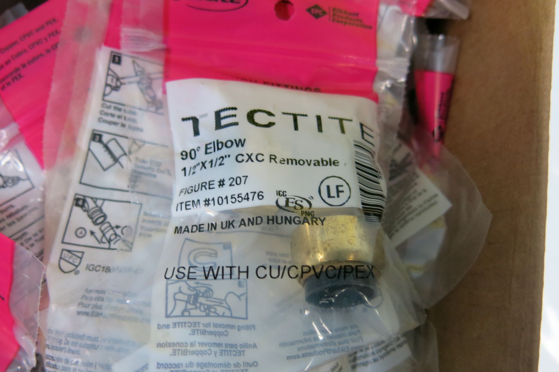 LOT OF (50) TECTITE, 1/2" X 1/2", CXC REMOVABLE, 90° ELBOW - NEW (LOCATED IN MISSISSAUGA) - Image 2 of 3