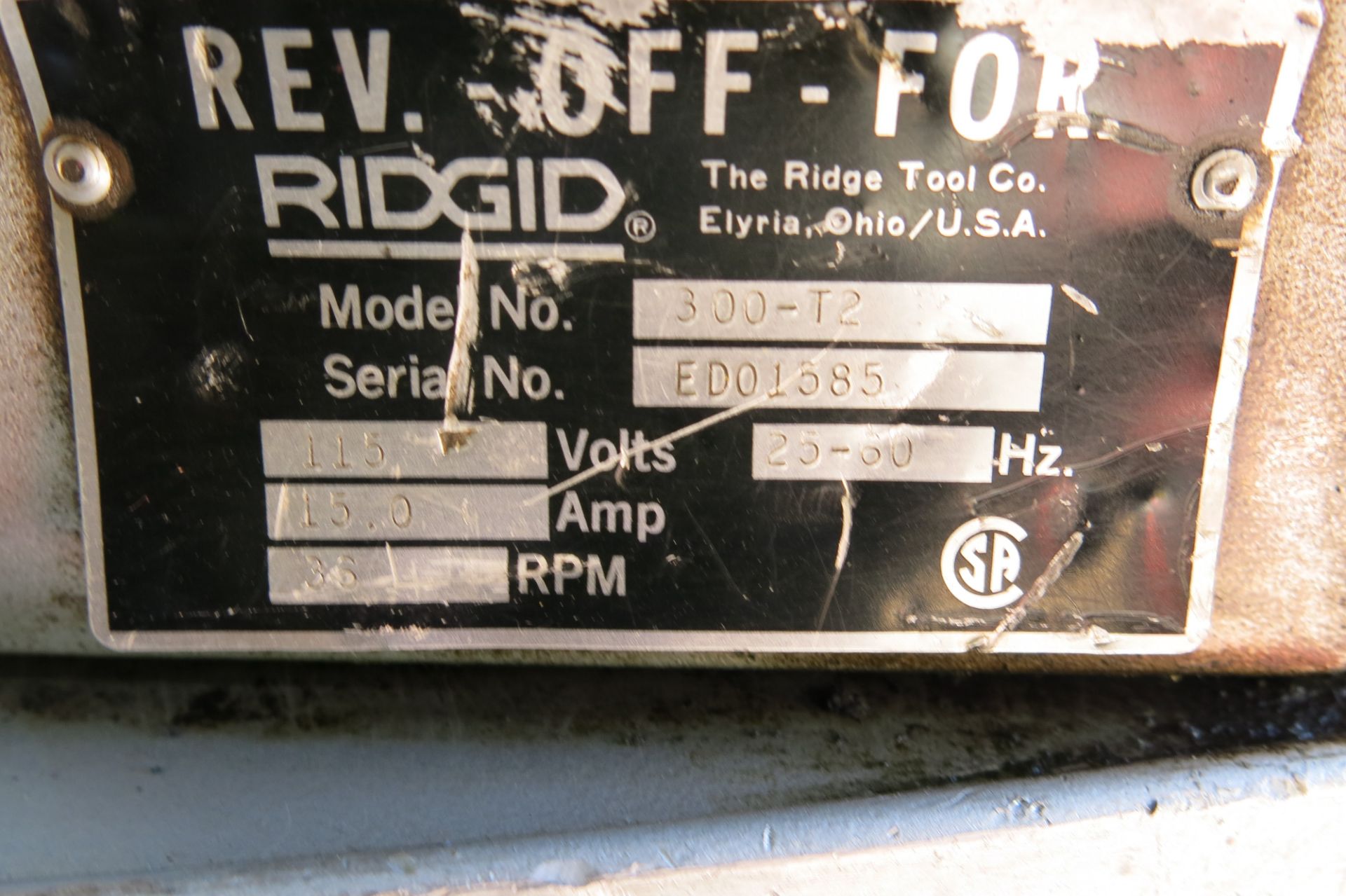 RIDGID, 300-T2, PIPE THREADER, S/N ED01585 (LOCATED IN MISSISSAUGA) - Image 8 of 9