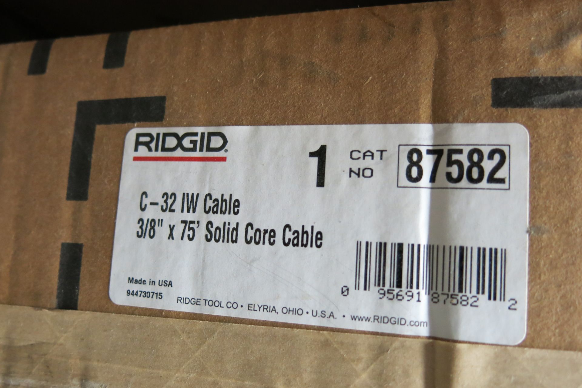 LOT OF RIDGID, C-45, 87597, IW CABLE, 1/2" X 75', SOLID CORE CABLE, C-32, IW CABLE, 3/8" X 75', - Image 3 of 3