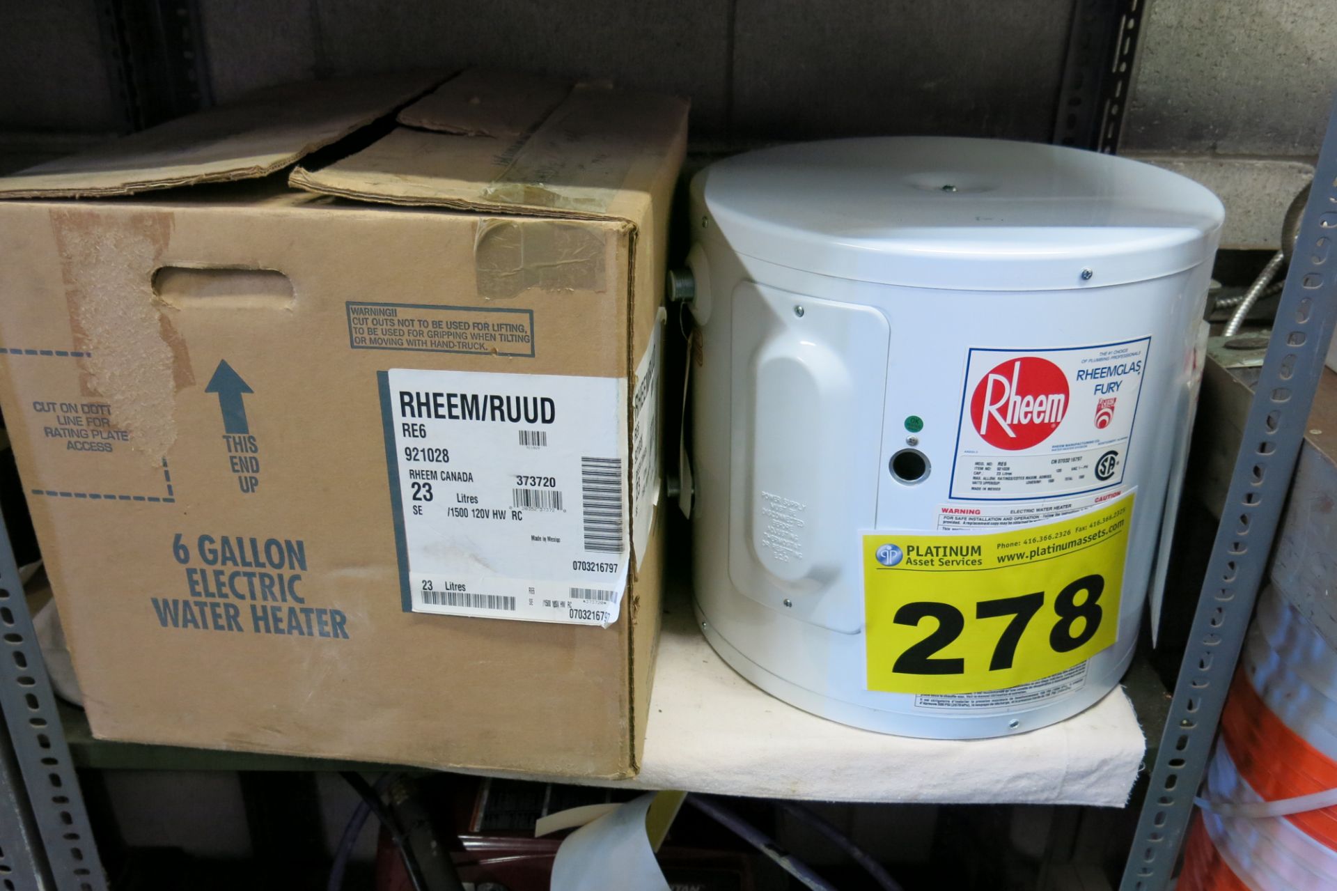 RHEEM, RE6, 23 LITRE, ELECTRIC WATER HEATER -NEW (LOCATED IN MISSISSAUGA)