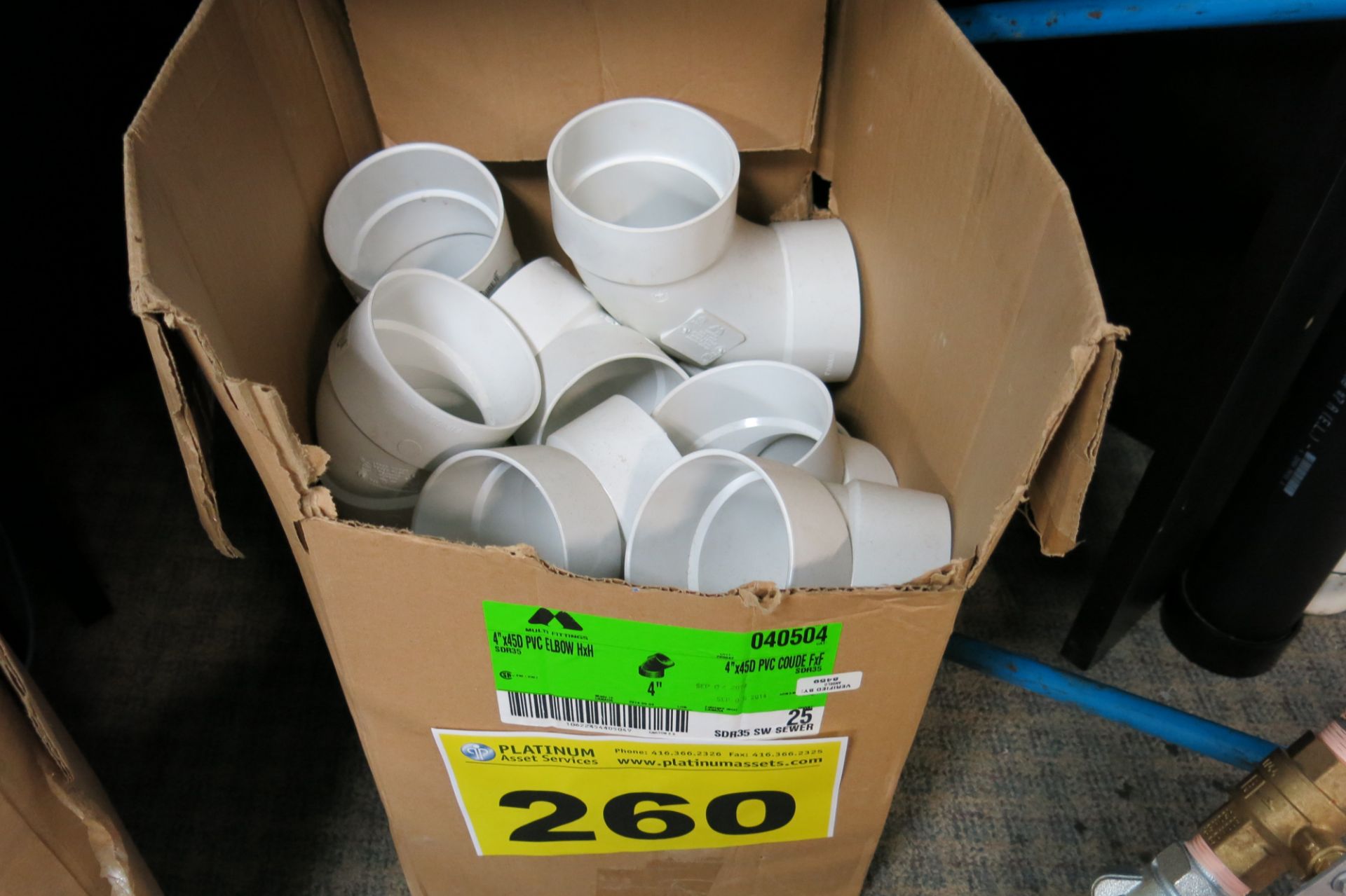 LOT OF 4" WHITE PVC ELBOWS - NEW (LOCATED IN MISSISSAUGA)