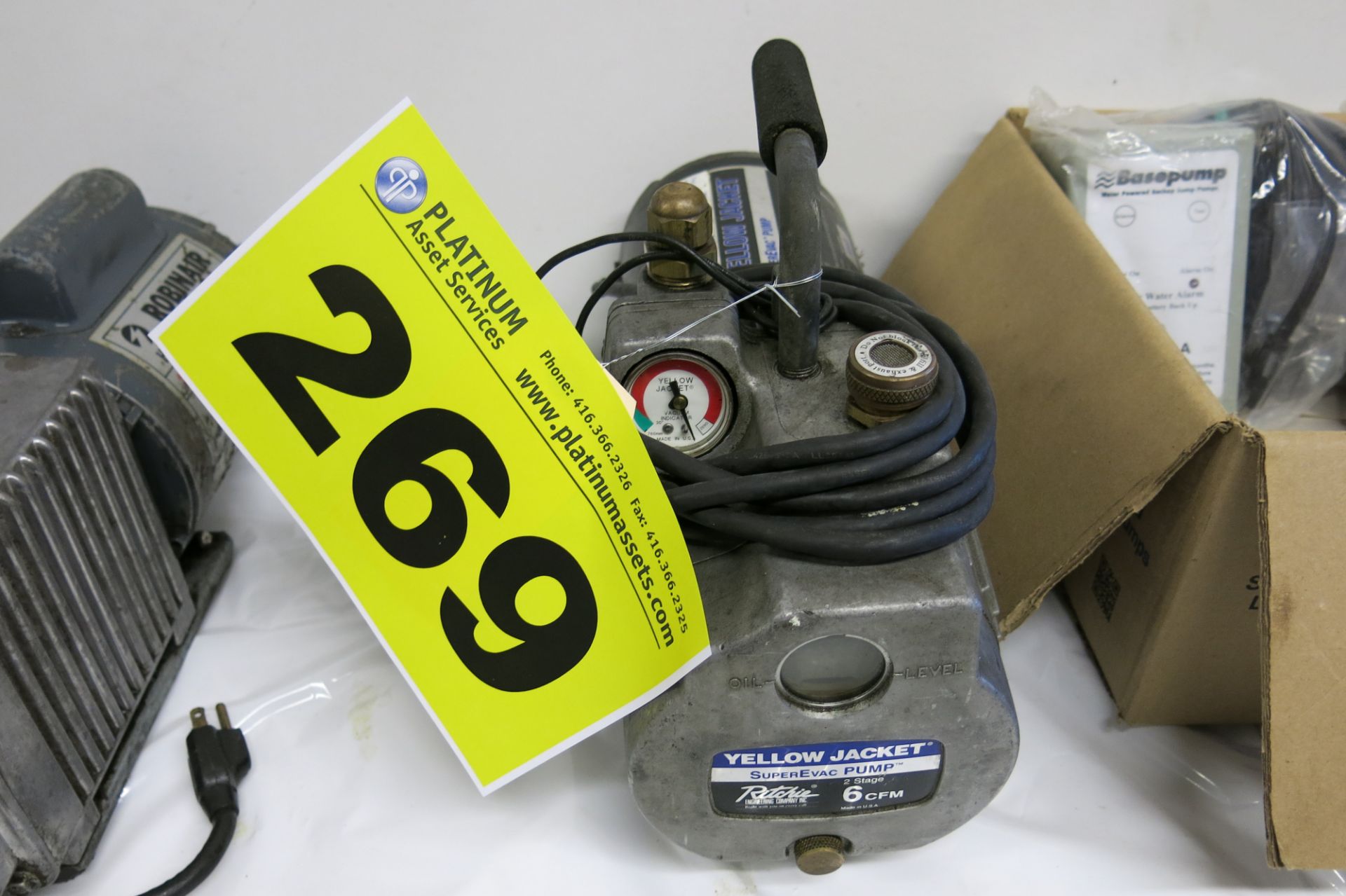 YELLOW JACKET, 93460, 6 CFM, 2 STAGE, SUPEREVAC PUMP, S/N G188382 (LOCATED IN MISSISSAUGA)