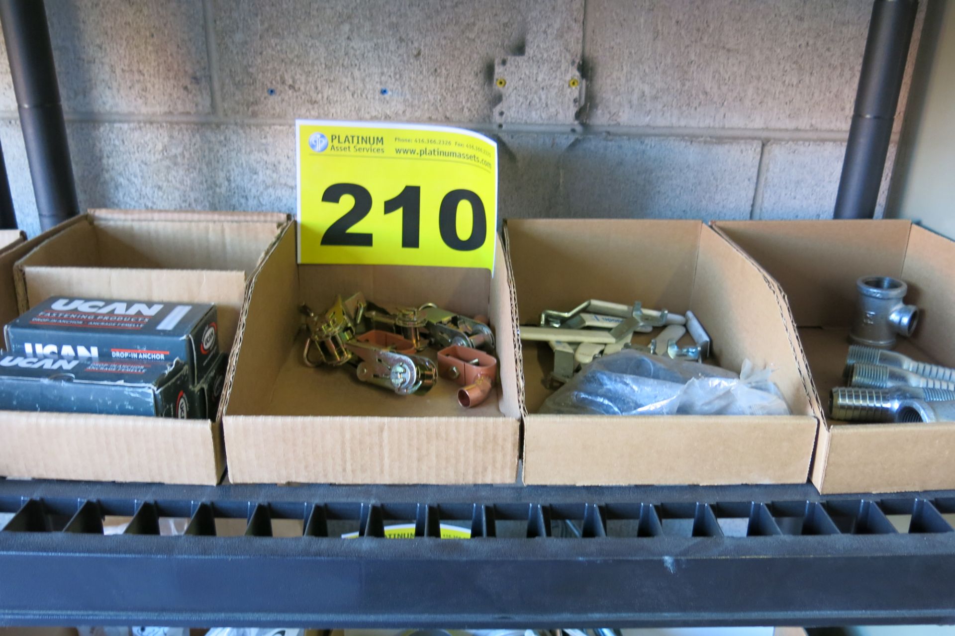 LOT OF ANCHORS, DIE TOWN AND FITTINGS (LOCATED IN MISSISSAUGA)