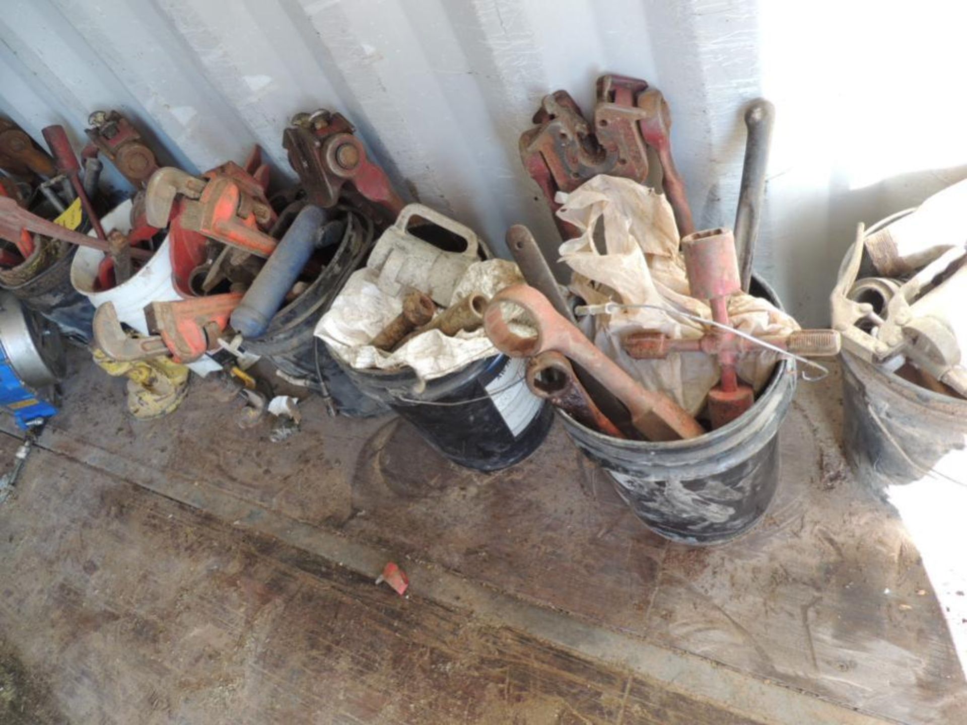 LOT: Misc. BJ Sucker Rod Wrenches, Elevators, Tong Wrenches, Hydraulic Cylinders, and Sala 130 ft.,