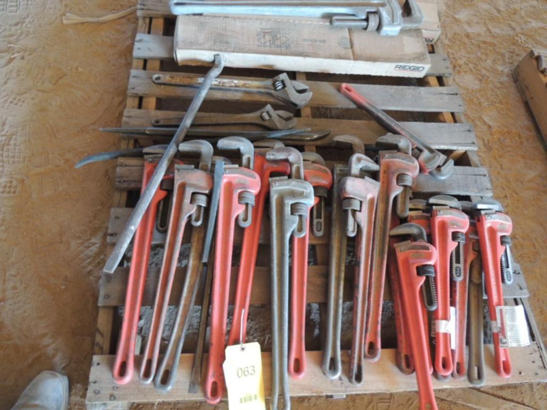 LOT: Assorted Pipe Wrenches, Crescent Wrenches & Pry Bars