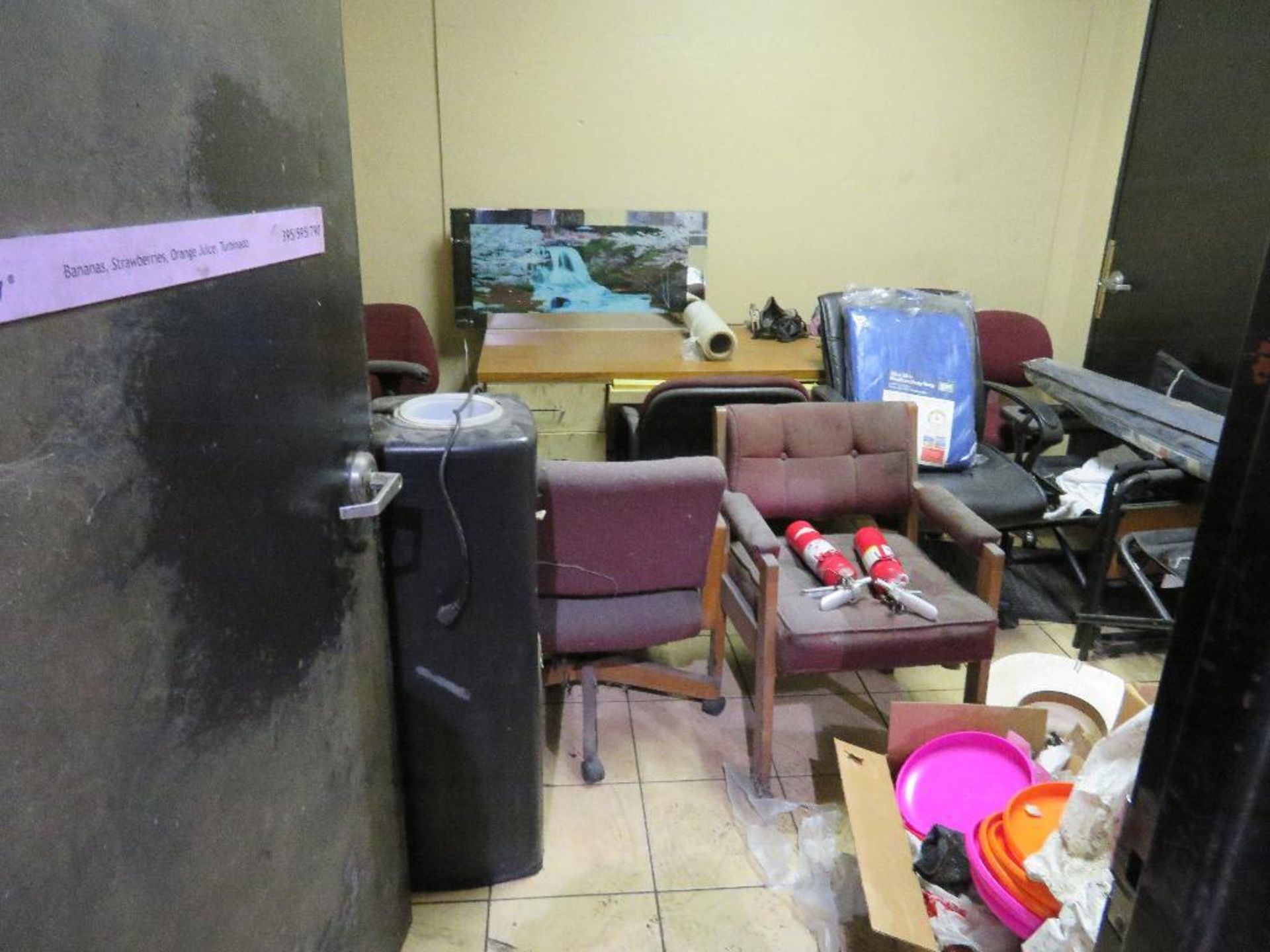 LOT: Contents of (2) Foremans Offices including Desks, Chairs, Assorted Parts & Supplies, (2) Displa - Image 2 of 3