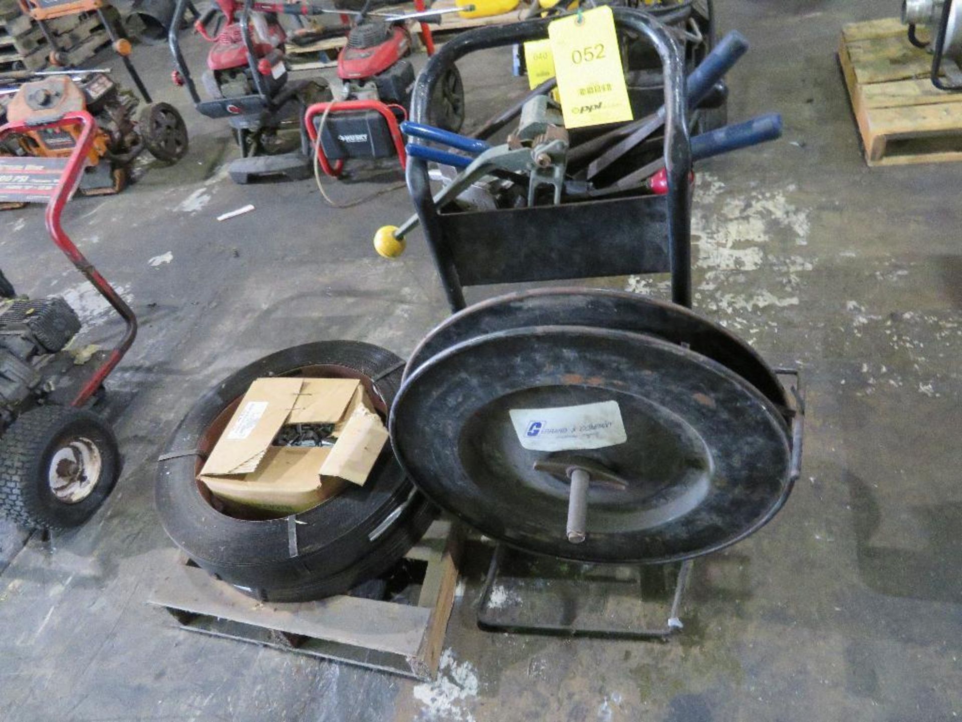 LOT: Steel Banding Cart with Tools & Assorted Banding Material on (1) Pallet