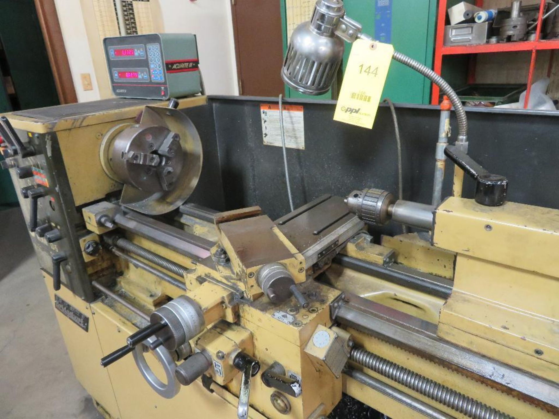 Bridgeport/Romi 13 in. x 46 in. Engine Lathe Model 13-5, S/N 30482, 7 in. 3-Jaw Chuck, Carriage with - Image 4 of 5