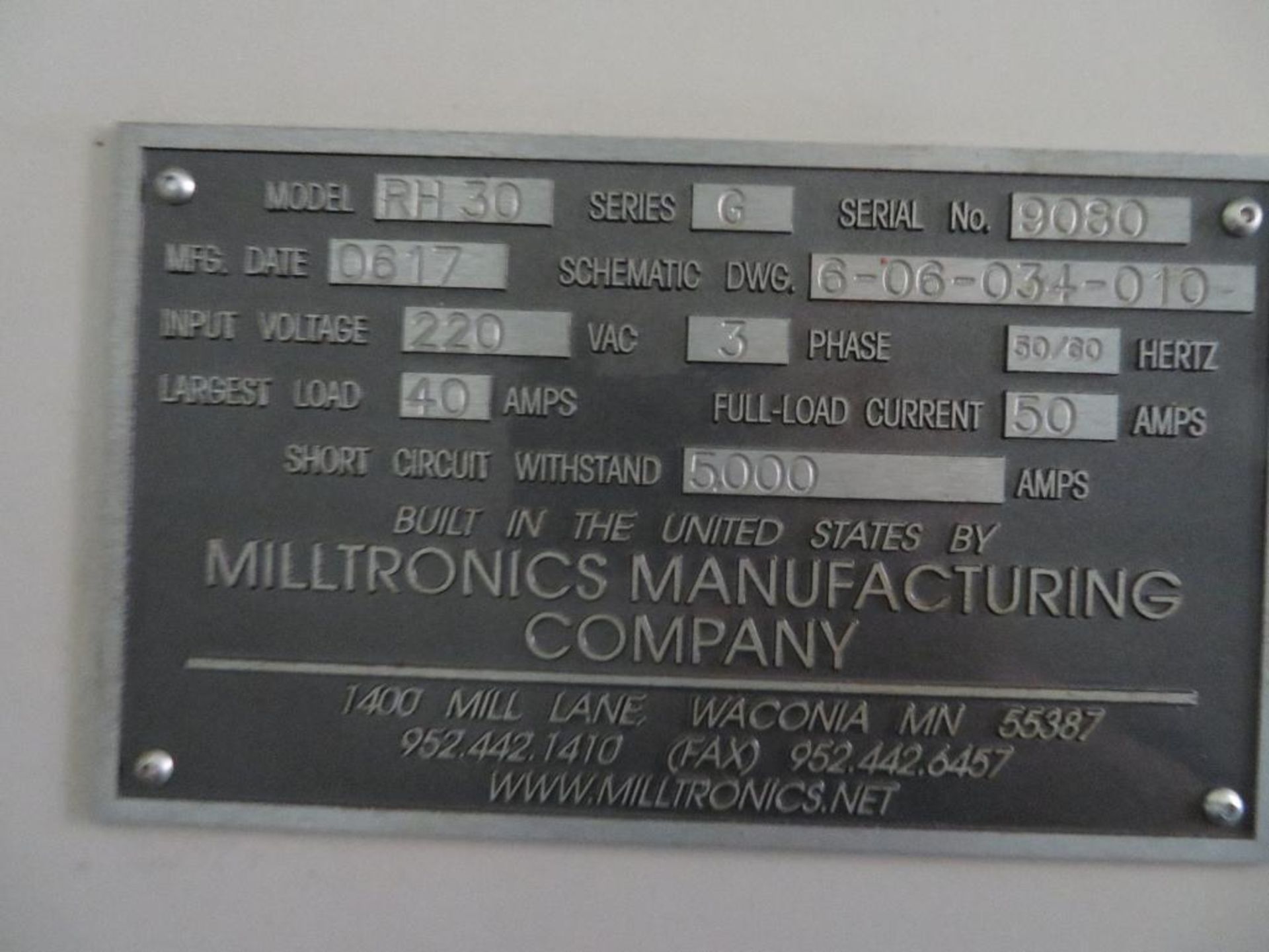 Milltronics 4-Axis CNC Vertical Mill Model RH-30, Series G, S/N 9080(0617), 24 in. x 66 in. Work - Image 6 of 6