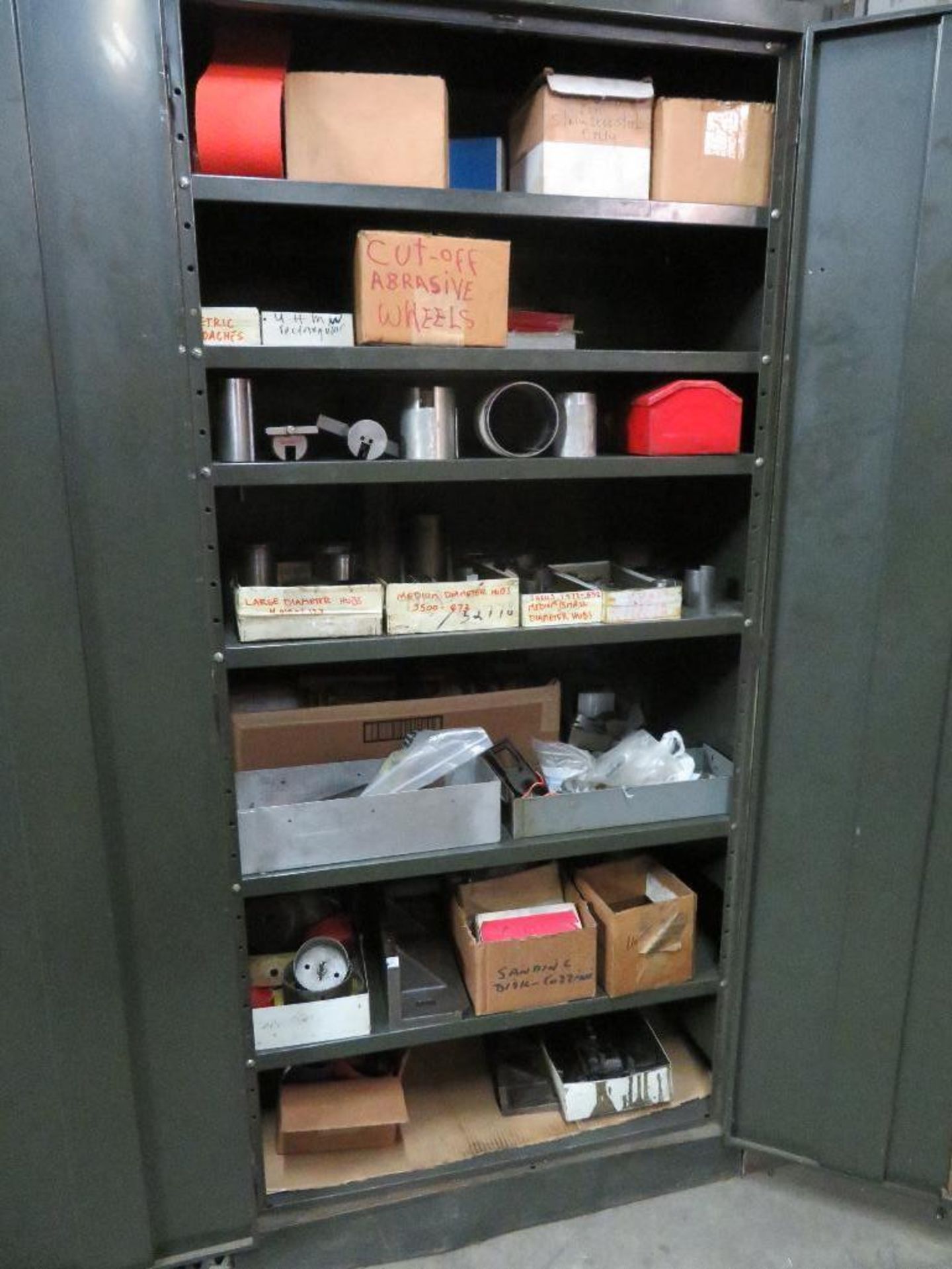 LOT: (2) Steel Cabinets with Contents of Abrasives & Assorted Tooling