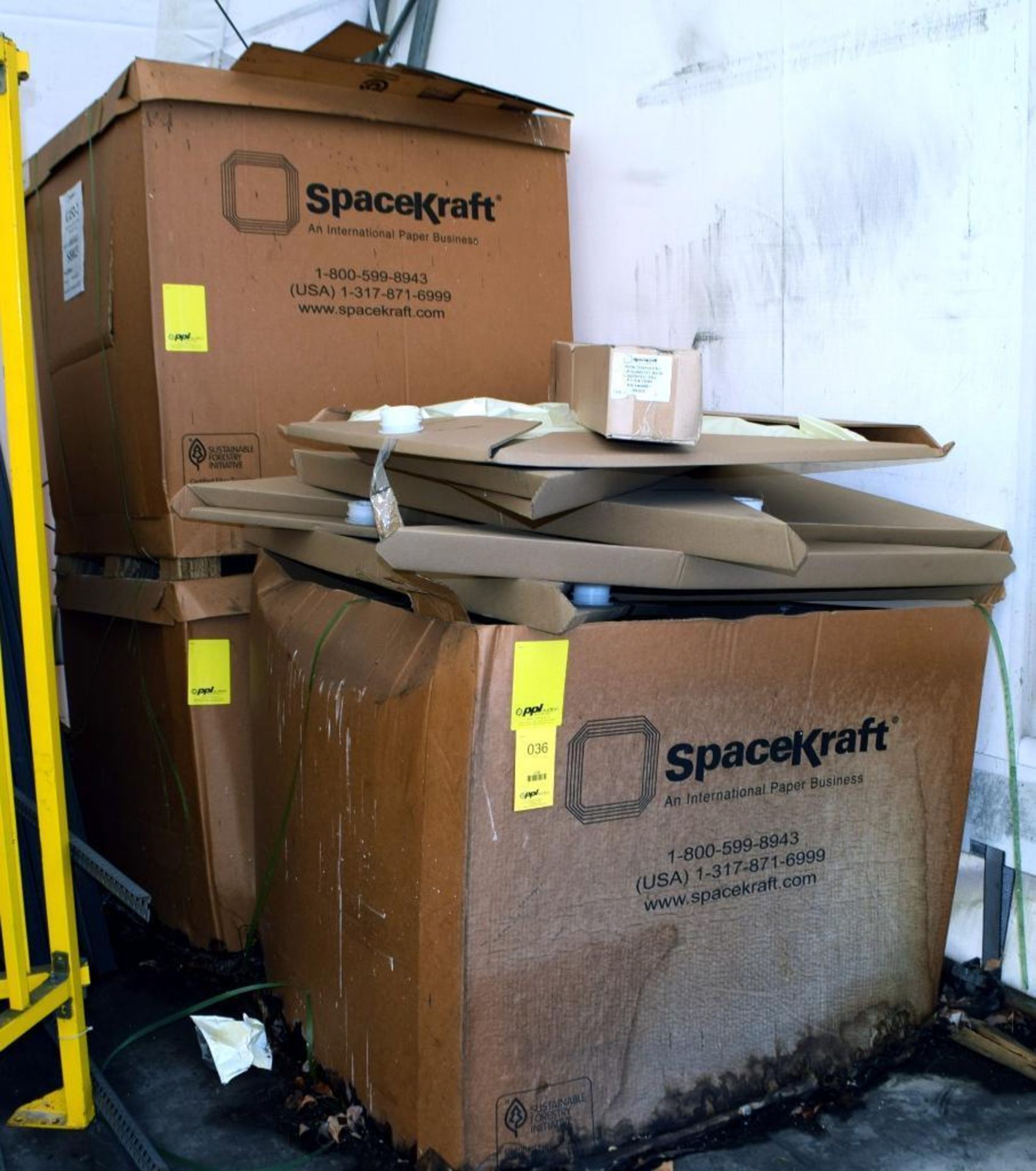 LOT: International Paper SpaceKraft Paper IBC Container Liquid Cassettes, (2) Rolls of Plastic Bags,